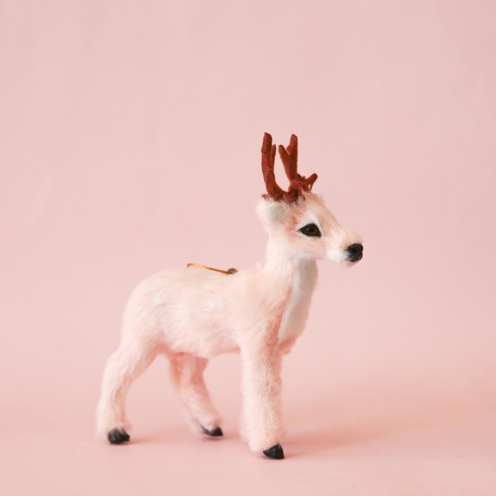 Sunshine Studios Fur Reindeer Ornament- Peach