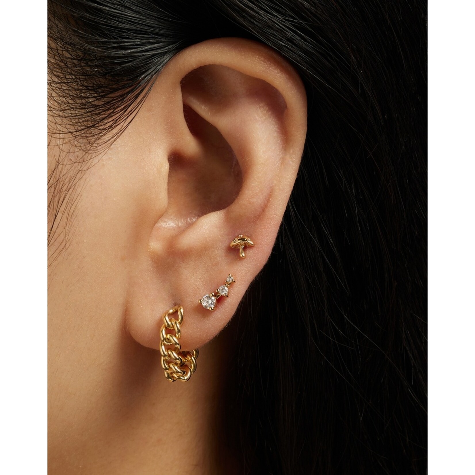 Mushroom Stud Earrings 18k Gold Plated