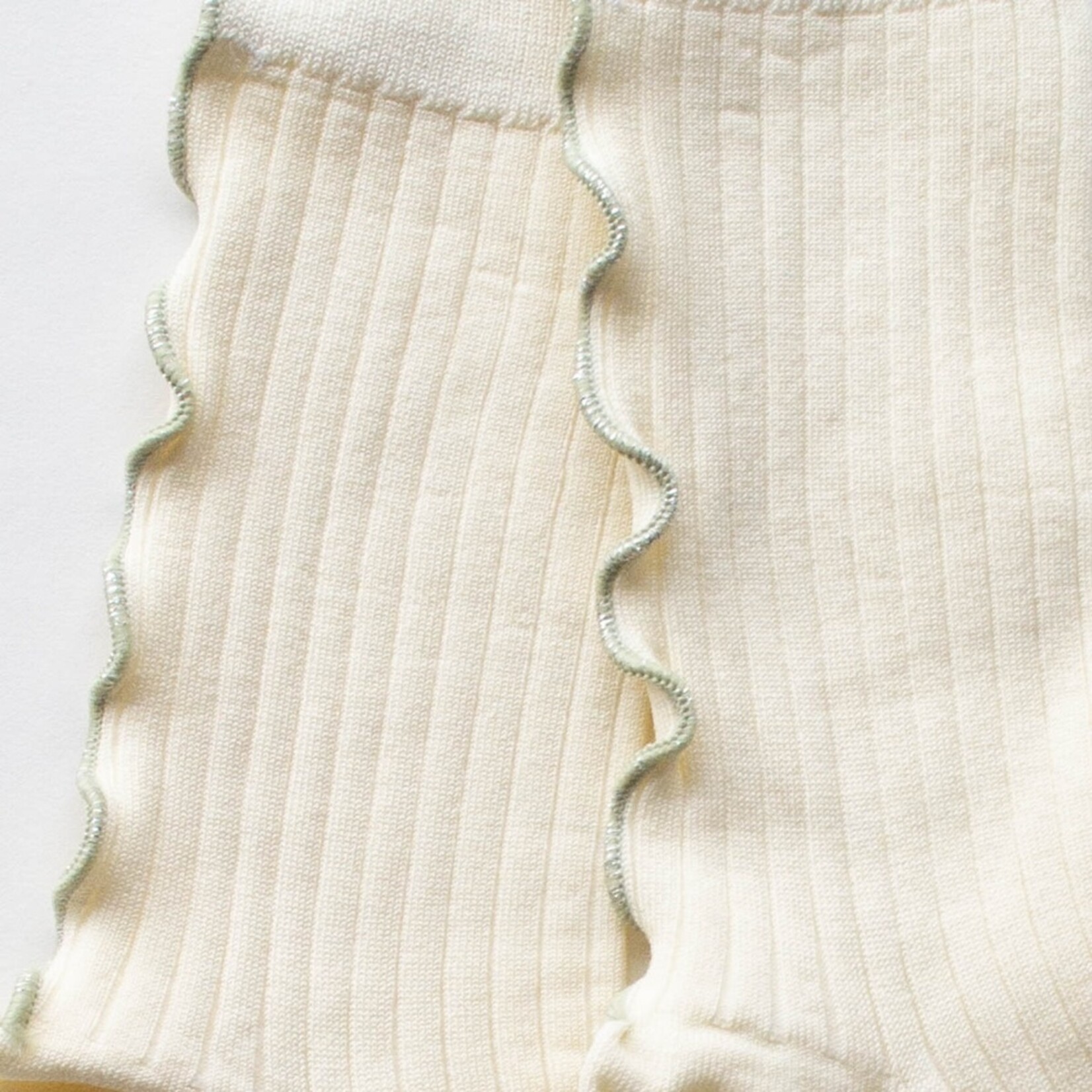 Merrow Stitch Socks - Ivory/Sage