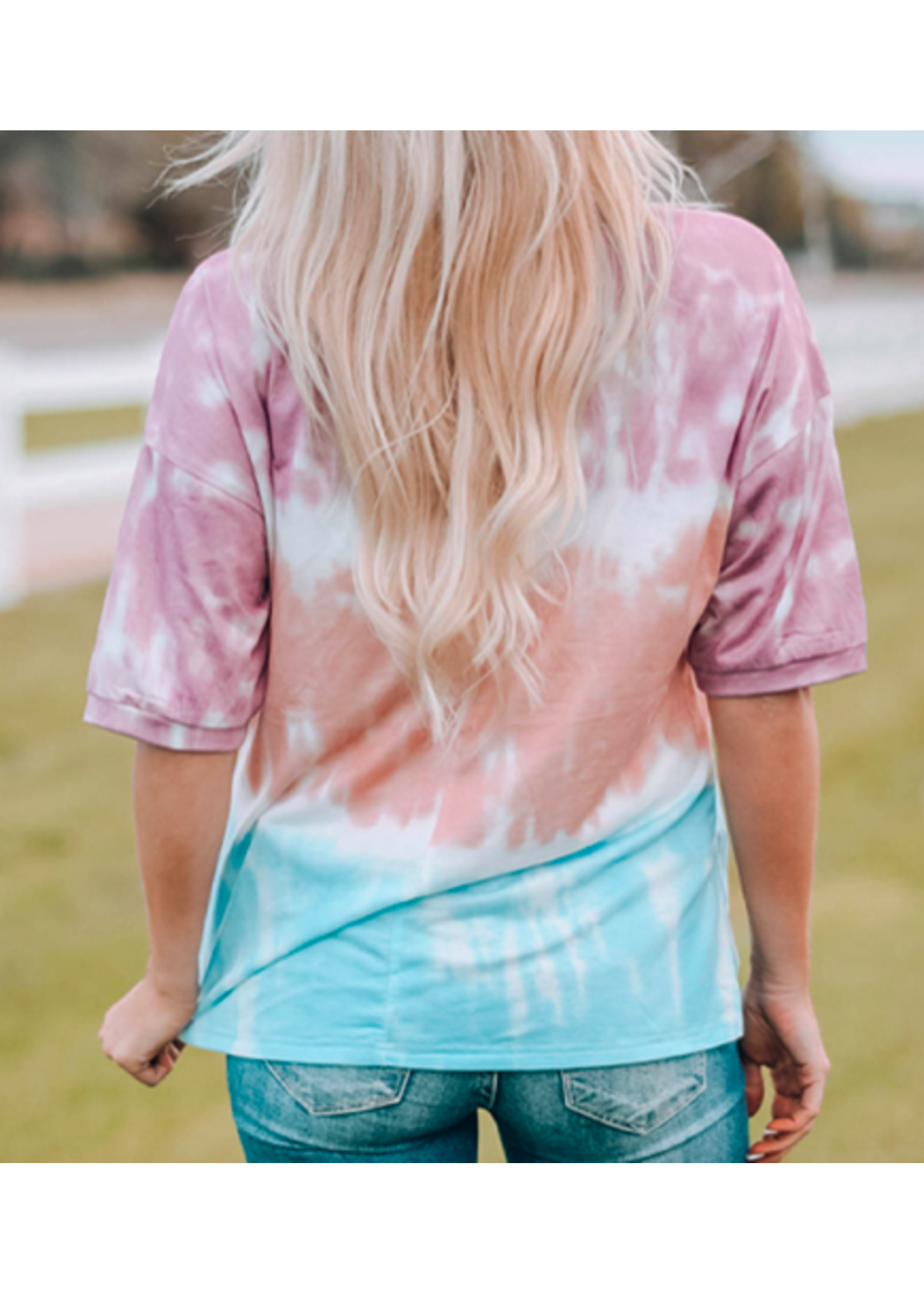 Lace Stitching Tie-Dyed Top