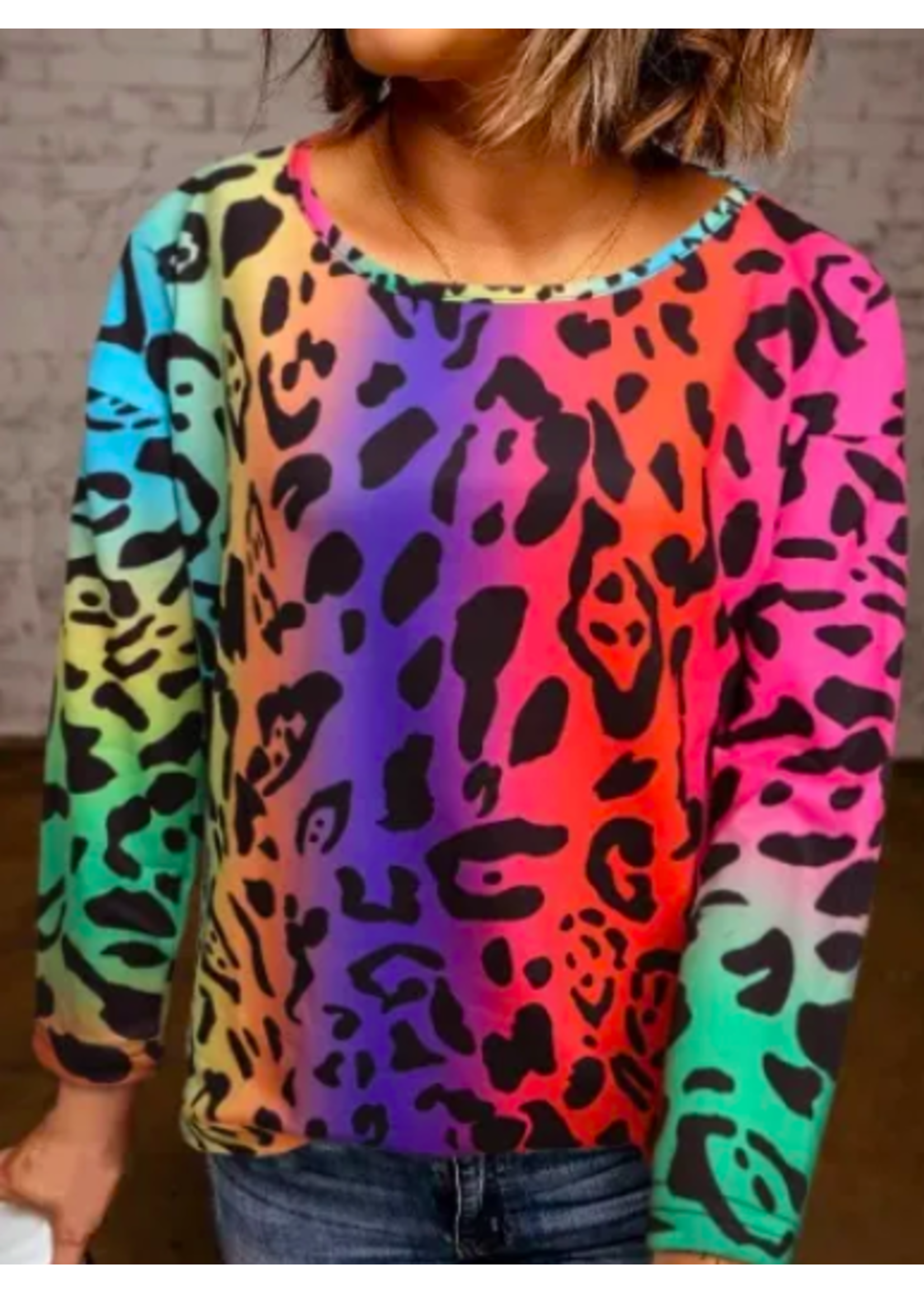 Colorful Leopard Gradient Loose Blouse
