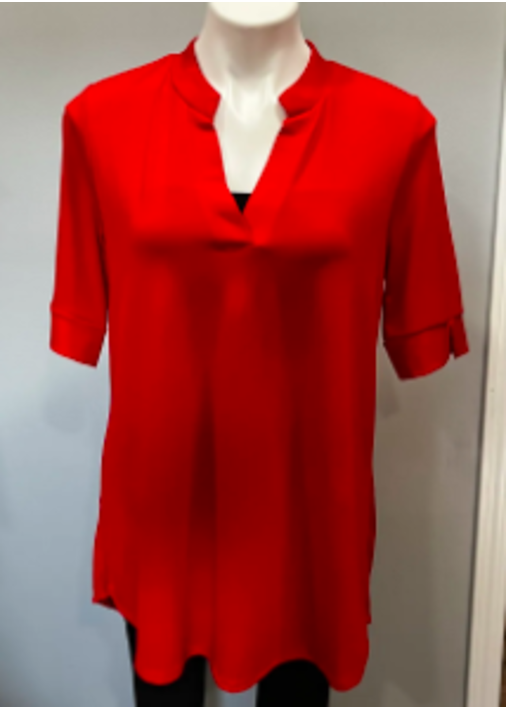 HONEYME RED GABBY TOP WITH SLEEVE SIDE DETAIL