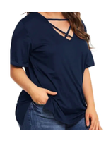 Navy Plus Size Short Sleeve Solid T Shirt