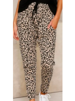 Khaki Casual Skinny Leopard Print Pants