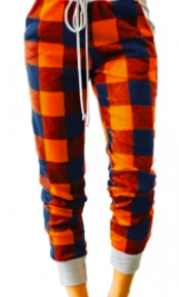 Orange Navy Buffalo Plaid Jogger Pants Perfect Touch Boutique