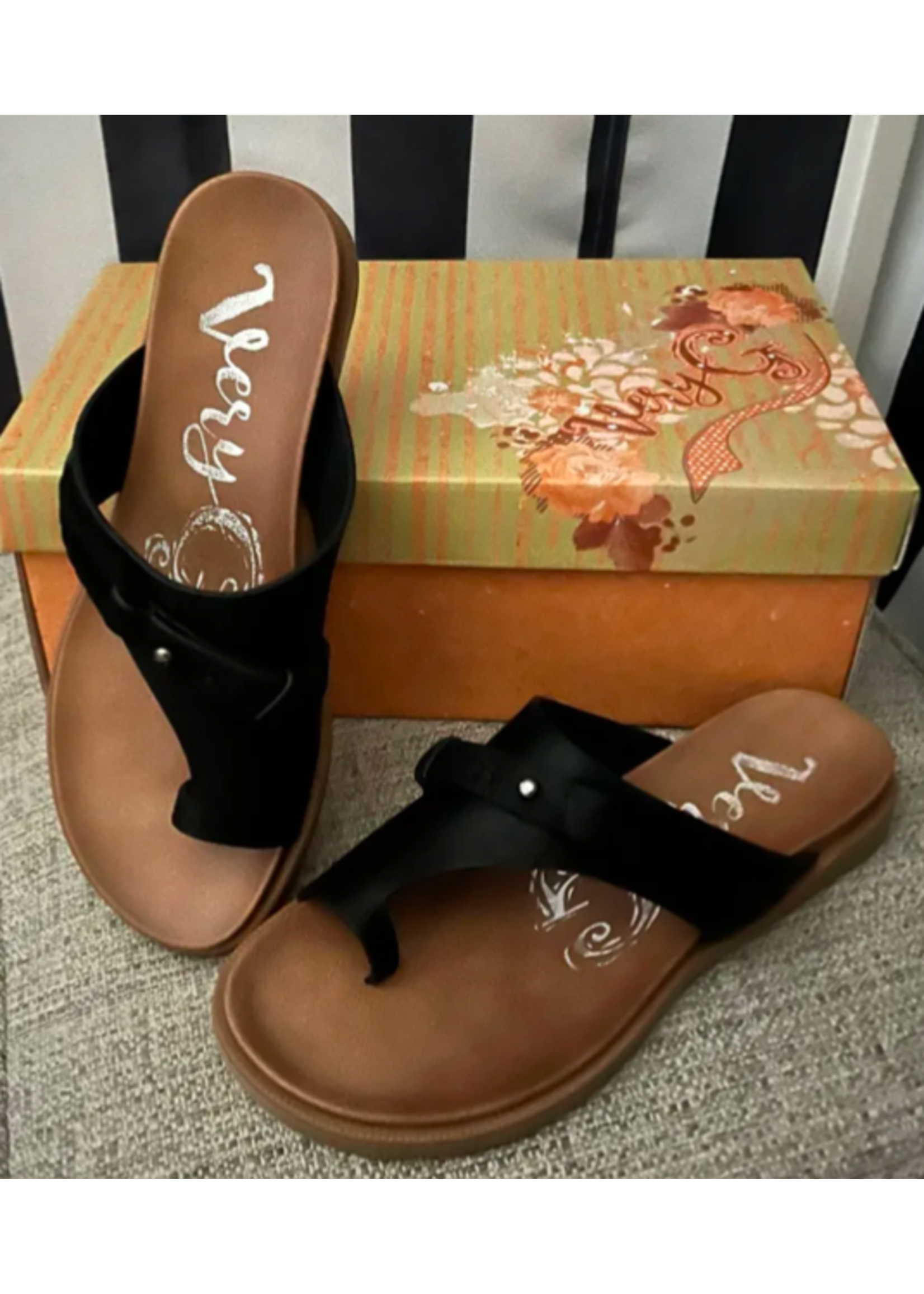Very G Black Carina Sandals (Ships WITHOUT box)