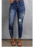 Distressed Skinny High Waist  Blue Wash Jeans