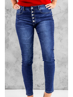 Blue High Rise Button Fly Jeans