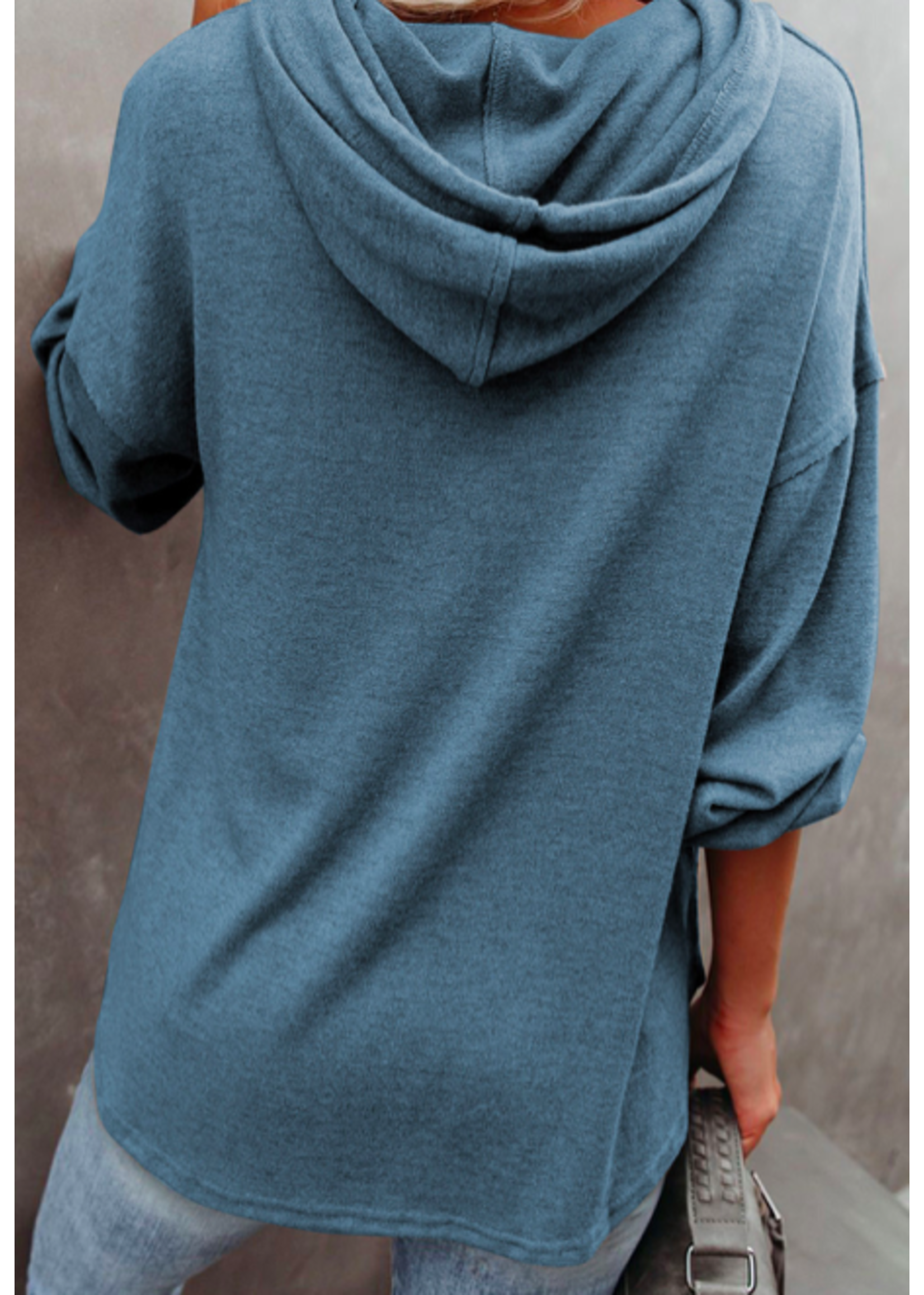 Sky Blue Buttoned Hoodie