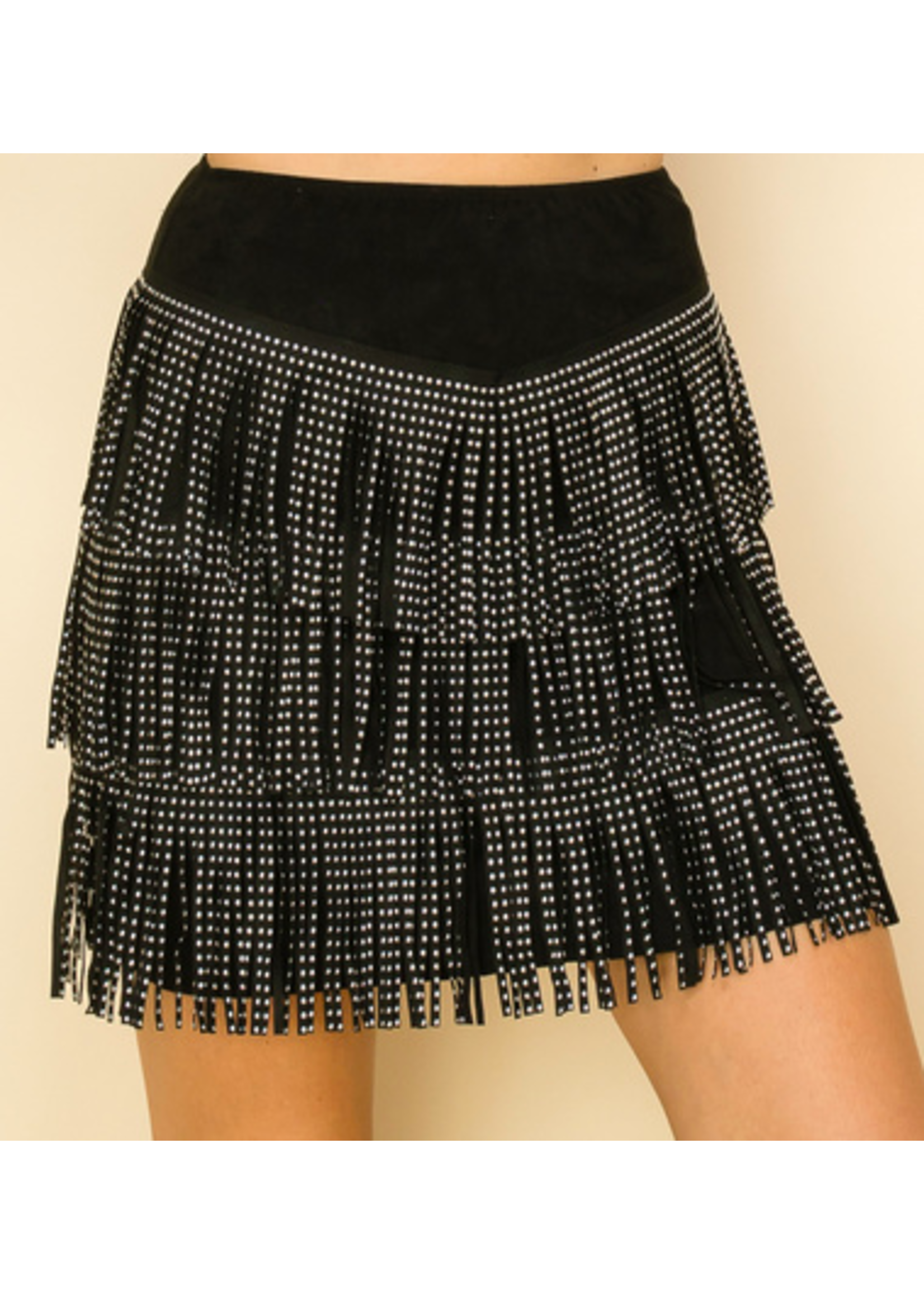 FarmerCity Black Fringe and Stone Skirt