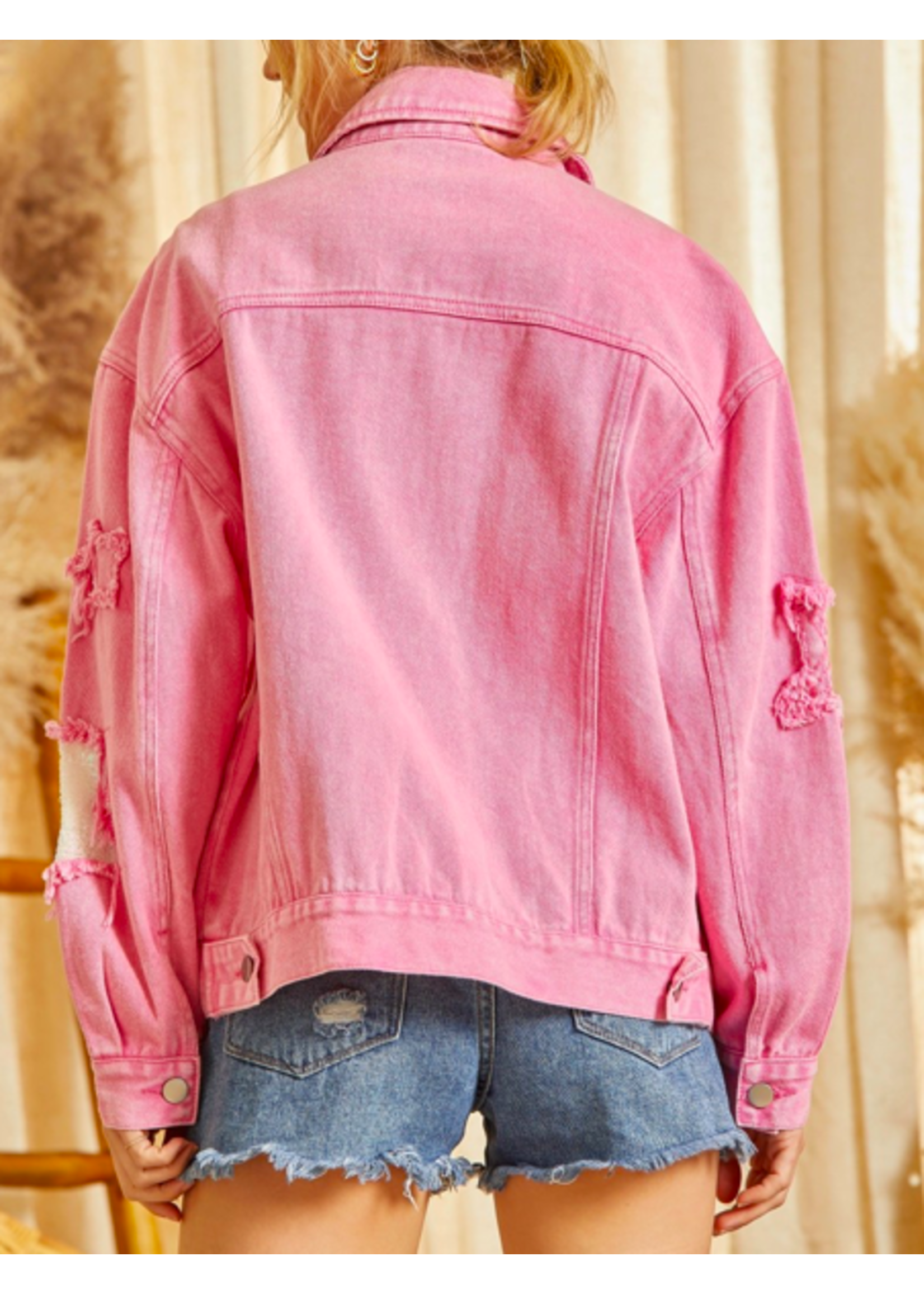 SAVANNA JANE PINK WASHED DENIM JACKET