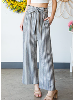 Heimish Black/Ivory Stripe  Print Culottes Pants