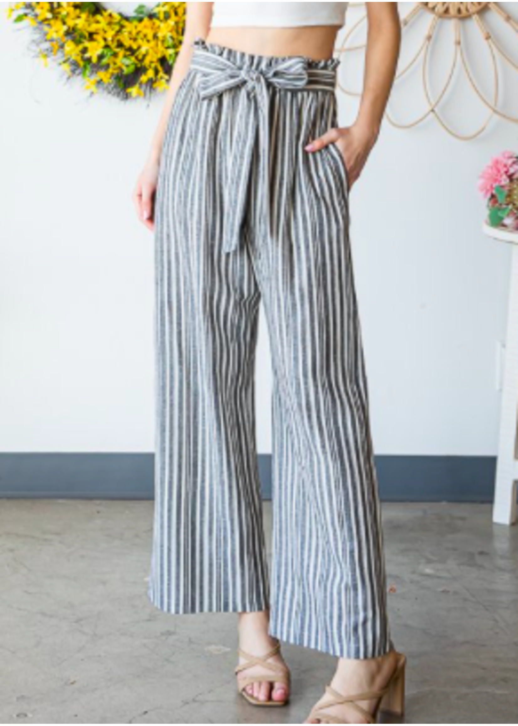 Heimish Black/Ivory Stripe  Print Culottes Pants