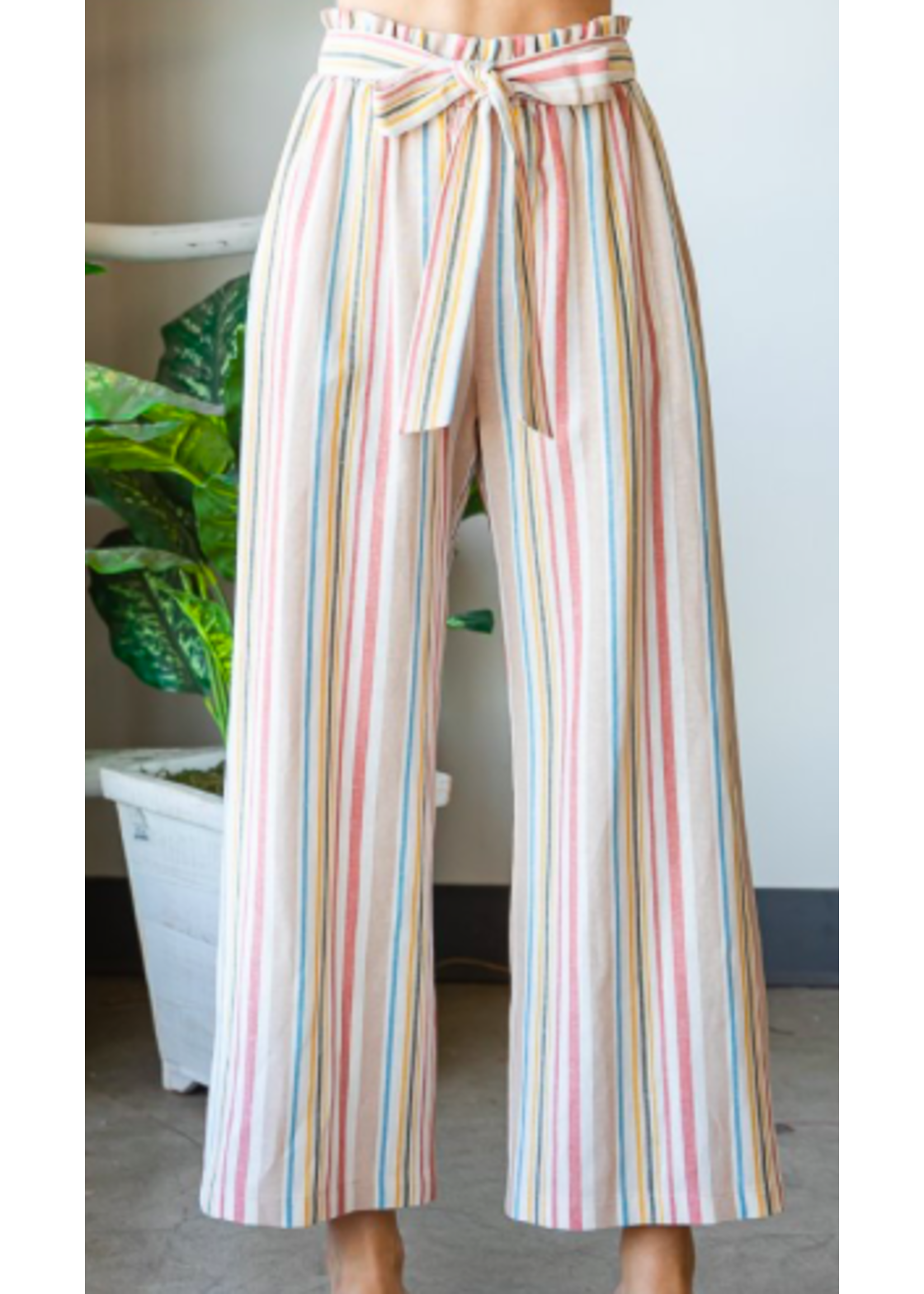 Heimish Coral/Multi Stripe Culottes  Pants