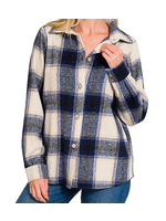 Zenana Navy Plaid Shacket