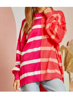 Andree By Unit Coral/Magenta Contrast Sweater
