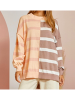 Andree By Unit Coral/Mauve Contrast Sweater