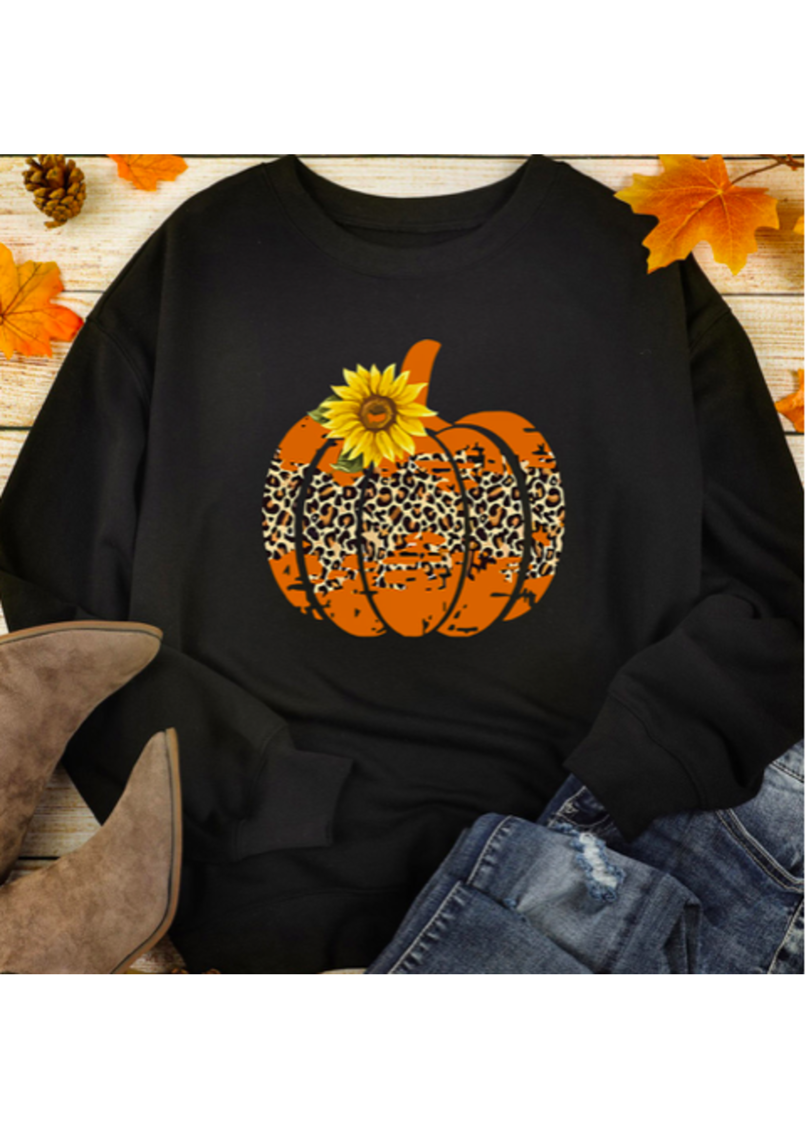 Black Leopard Sunflower Sweatshirt