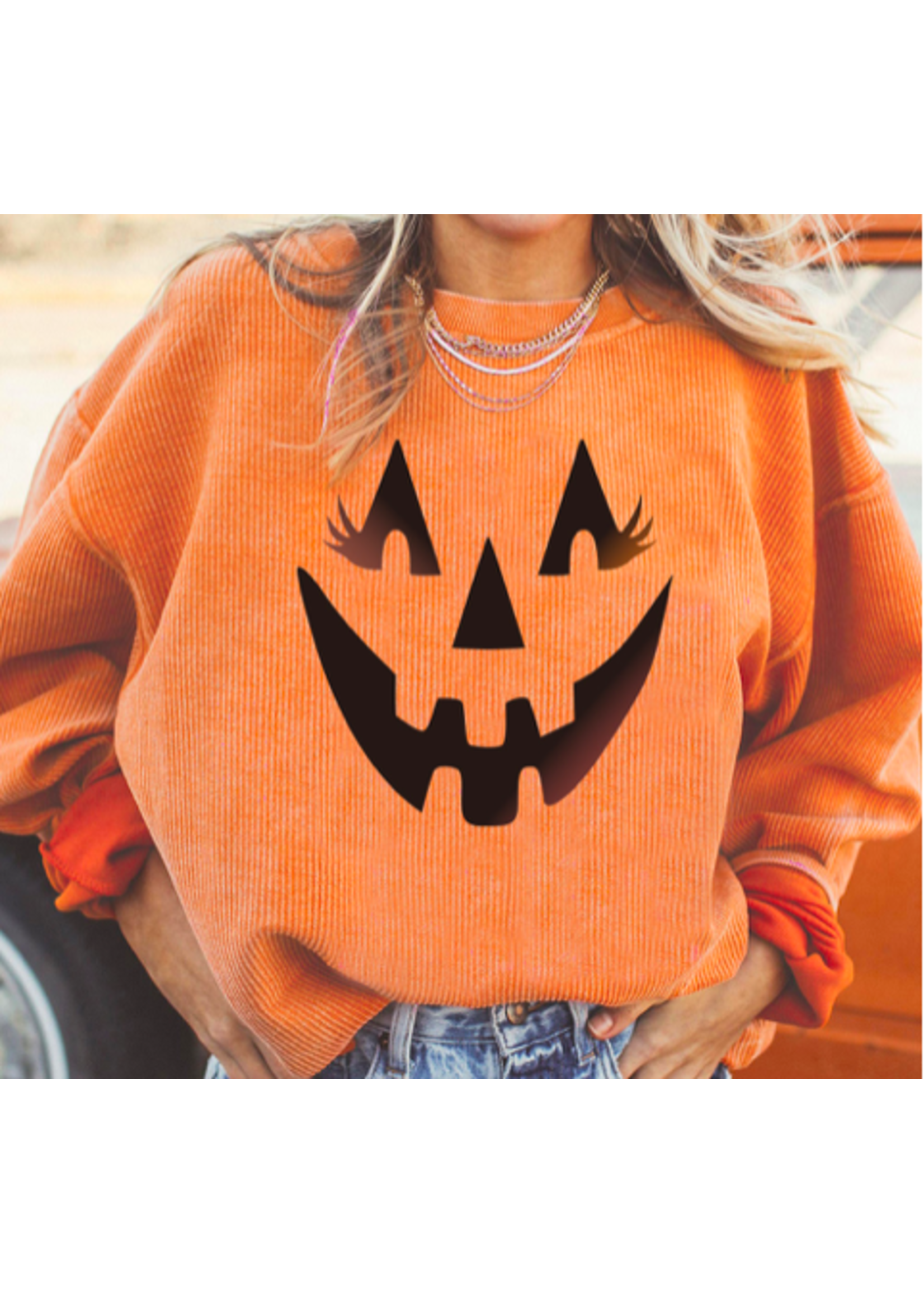 Orange Pumpkin Face Sweatshirt