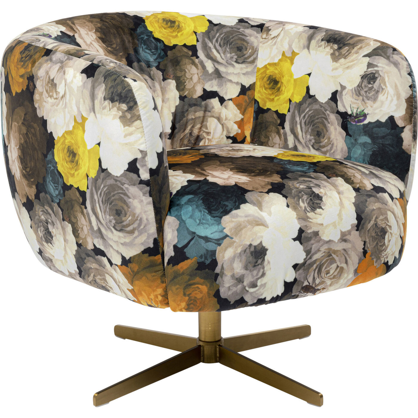 KARE DESIGN Swivel Armchair Peony Flower Yellow KAREMIAMI