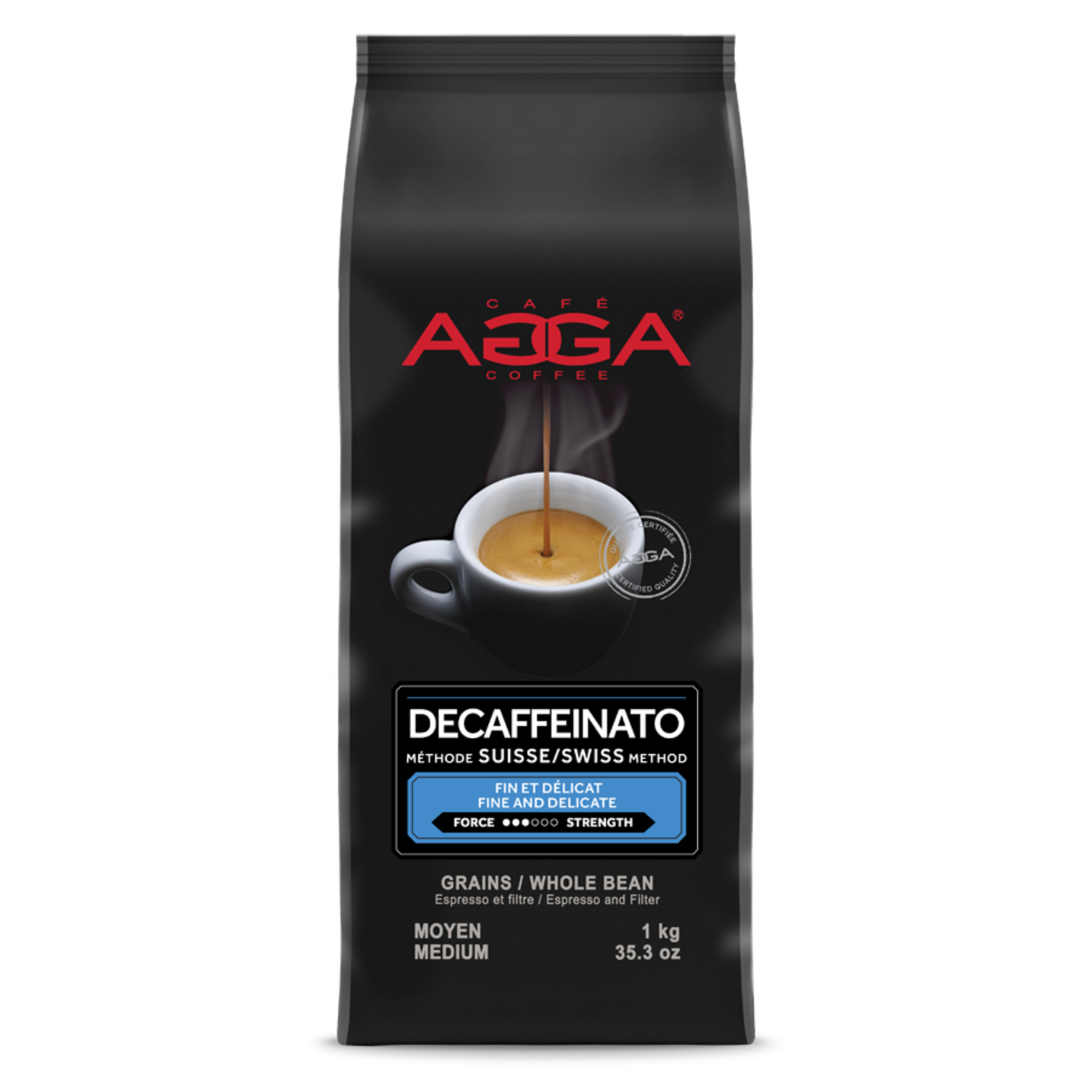 AGGA DC510000G33 - AGGA CAFE ESPRESSO DECAF GRAINS 1KG