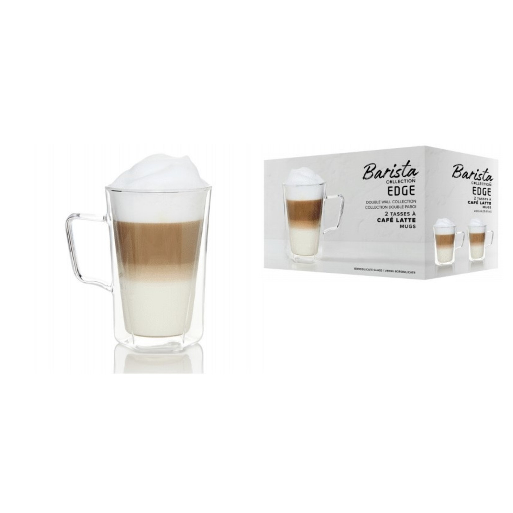 BARISTA+ BG04454  -  BARISTA EDGE ENS.DE 2 TASSES CAFE LATTE DOUBLE PAROI 450ML ND