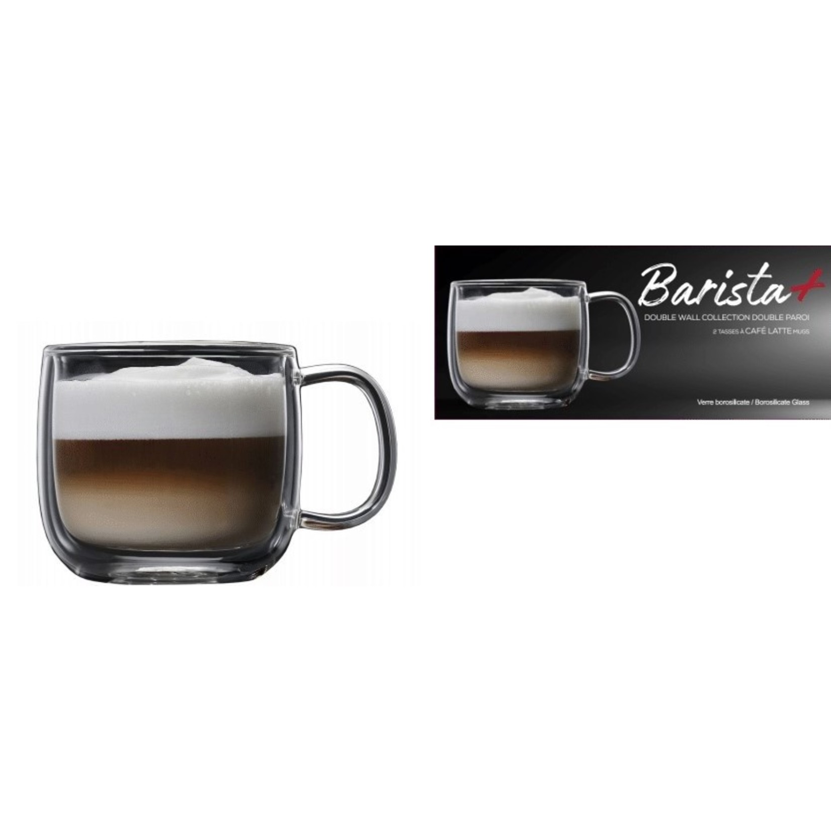 BARISTA+ BG02775 - ENSEMBLE DE 2 TASSES LATTE DOUBLE PAROI 475ml BARISTA+