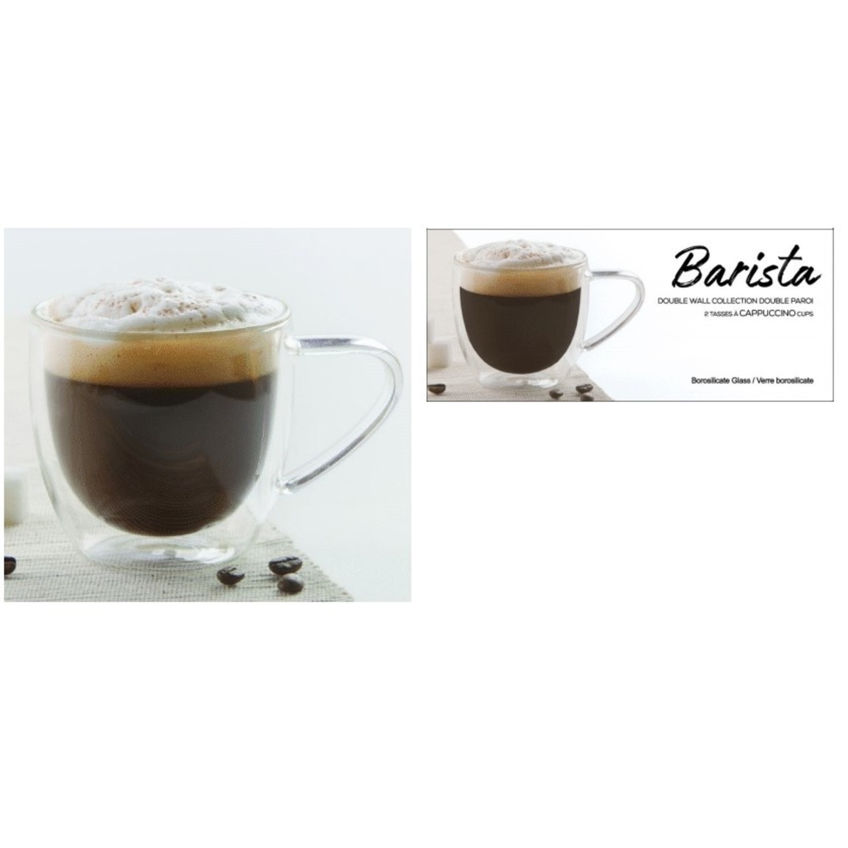 BARISTA+ AM02087 - ENSEMBLE DE 2 TASSES CAPPUCCINO DOUBLE PAROI 225ml BARISTA