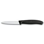 VICTORINOX 6.7633 - COUTEAU A BOUT POINTU DENTELE 3¼ po. NOIR VICTORINOX