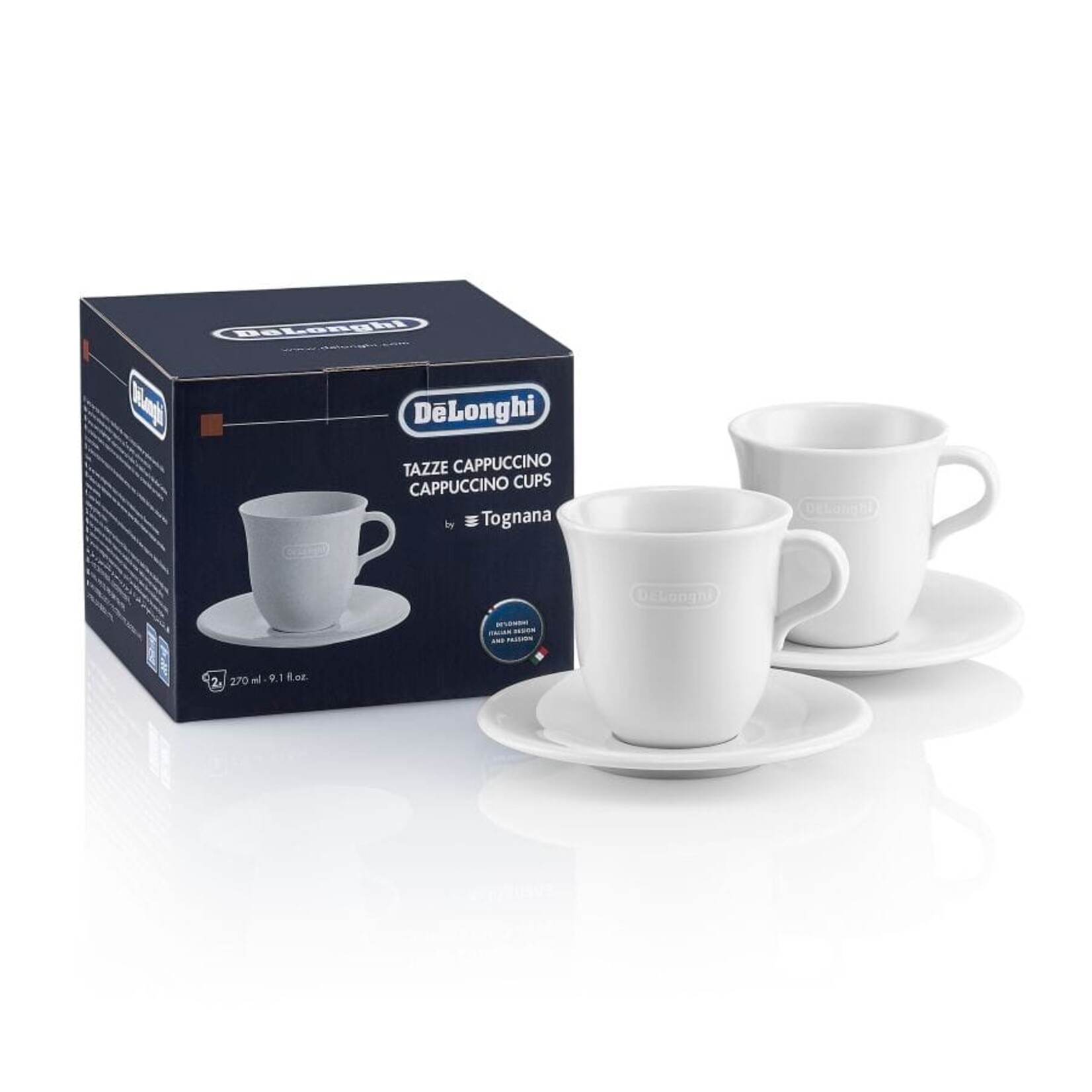 DELONGHI DLSC309 - ENSEMBLE DE 2 TASSES A CAPPUCCINO EN PORCELAINE 270ML DELONGHI