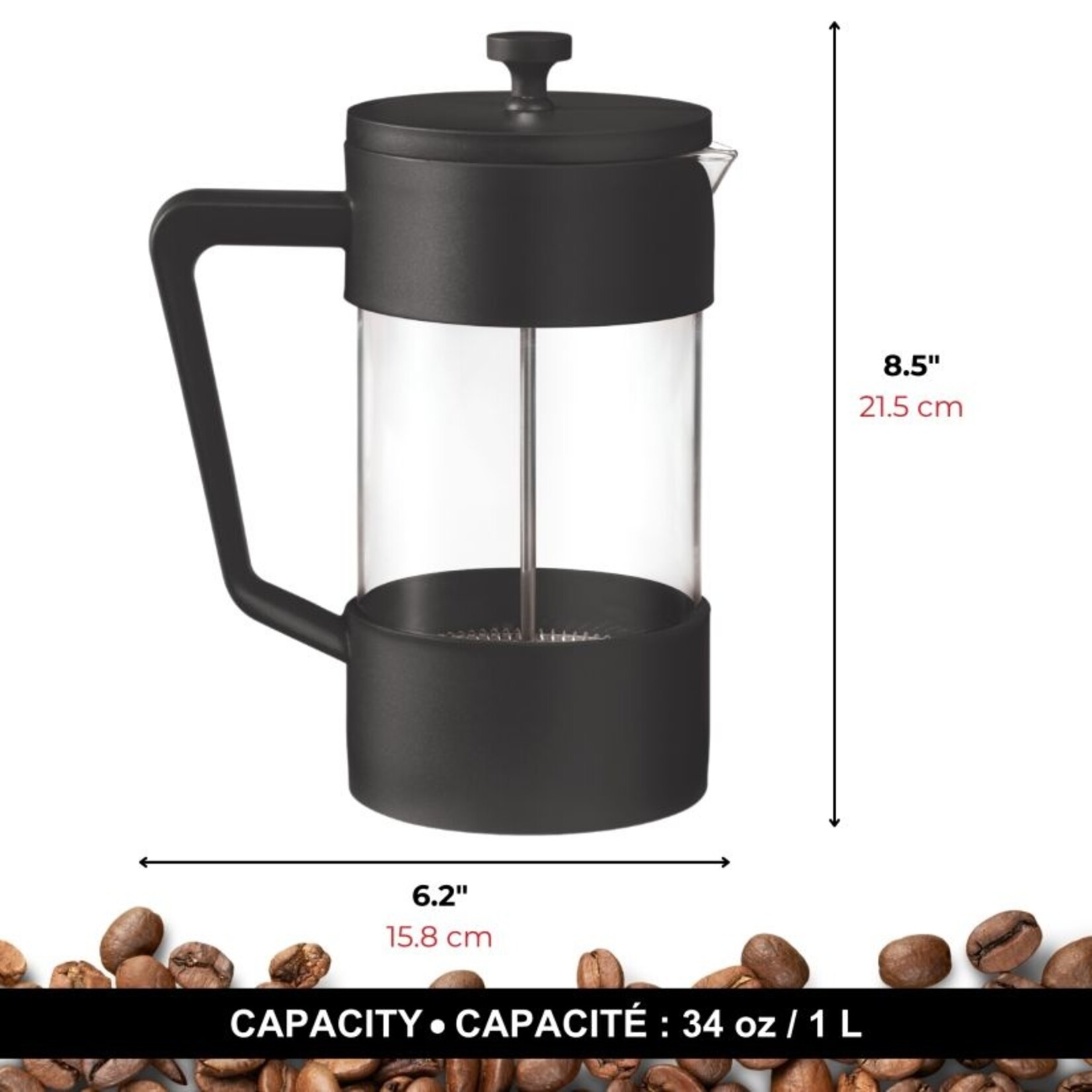 STARFRIT 80673 - CAFETIERE A PISTON 1L/34oz NOIRE GOURMET
