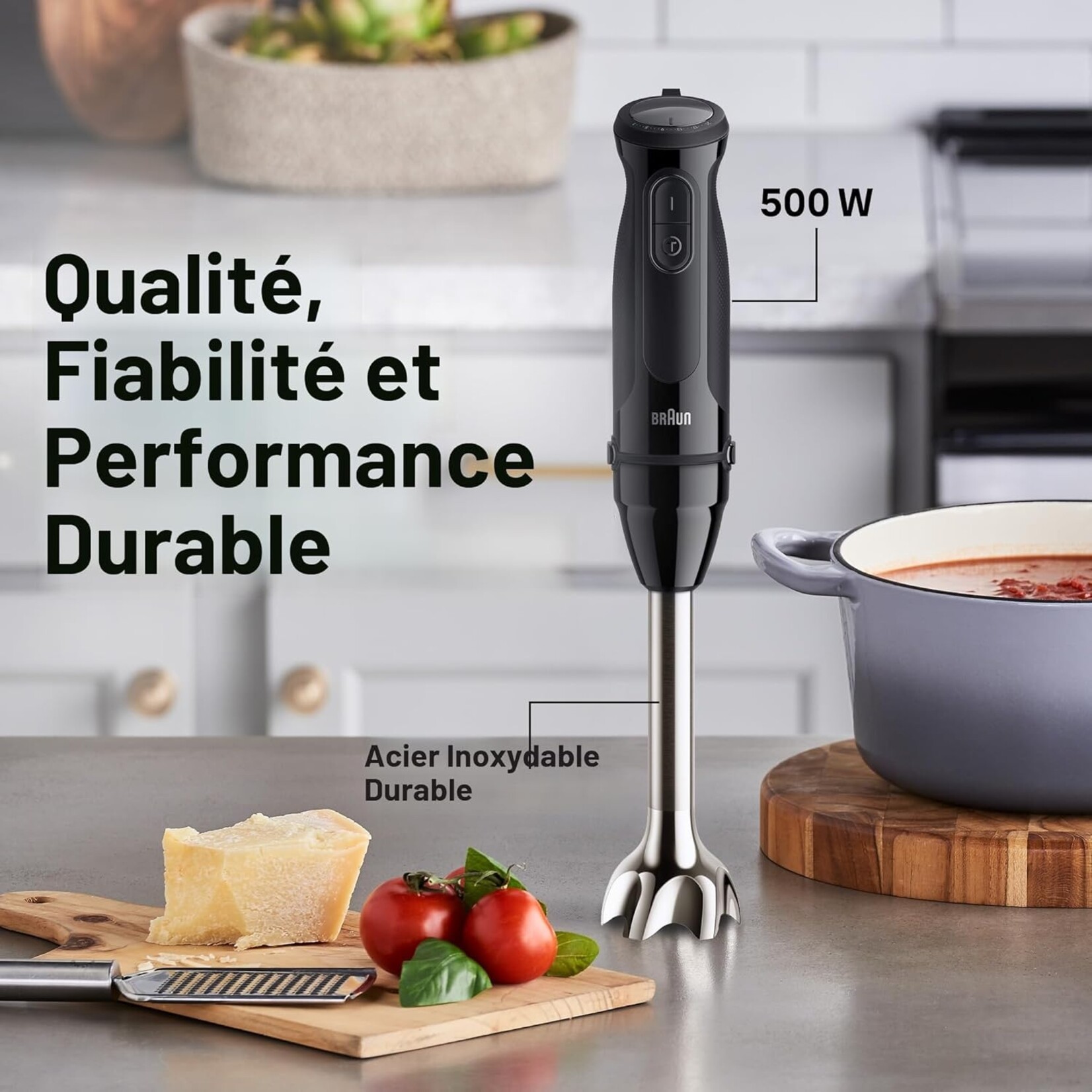 BRAUN MQ50001M - MELANGEUR A MAIN MULTIQUICK 5 VARIO NOIR 500W BRAUN