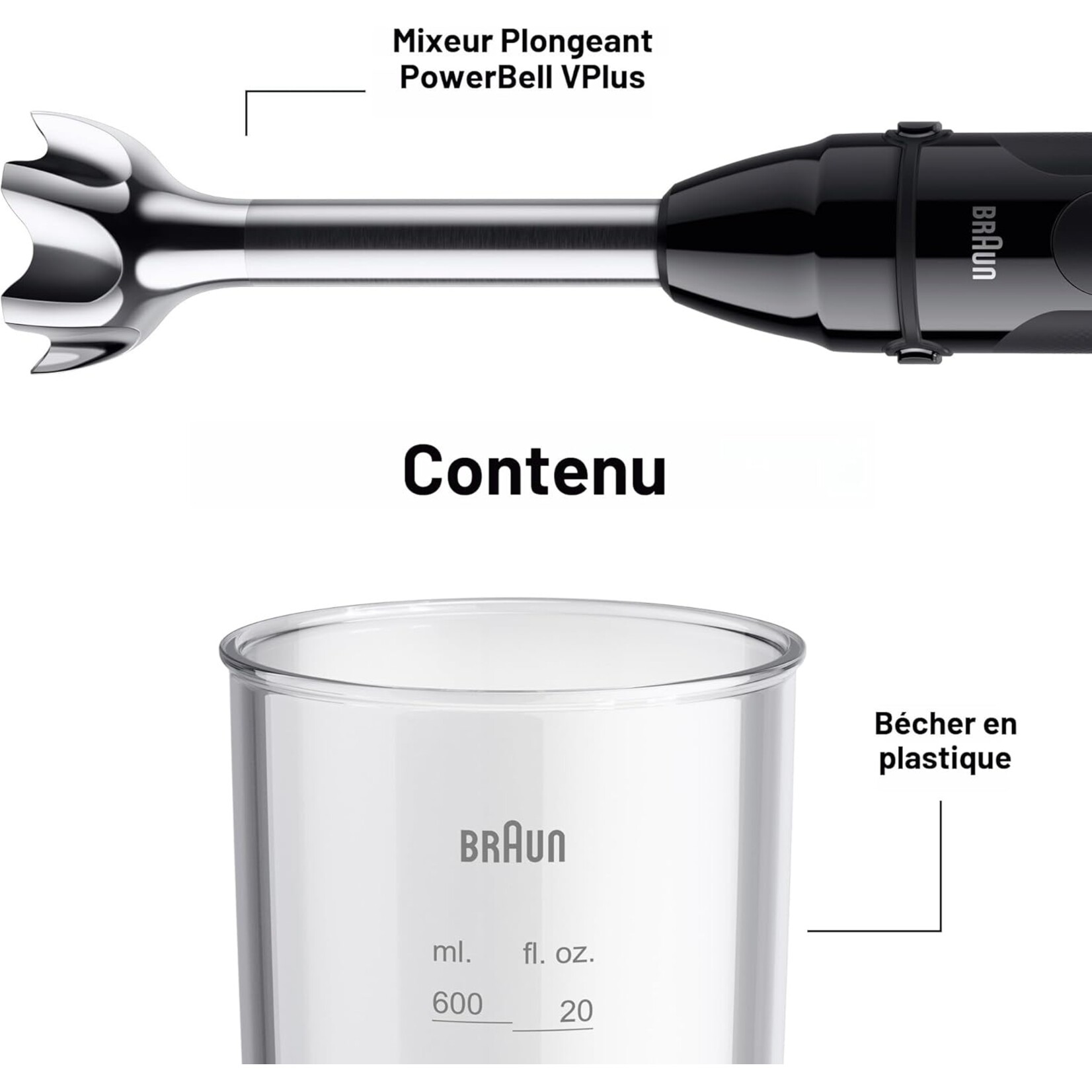 BRAUN MQ50001M - MELANGEUR A MAIN MULTIQUICK 5 VARIO NOIR 500W BRAUN