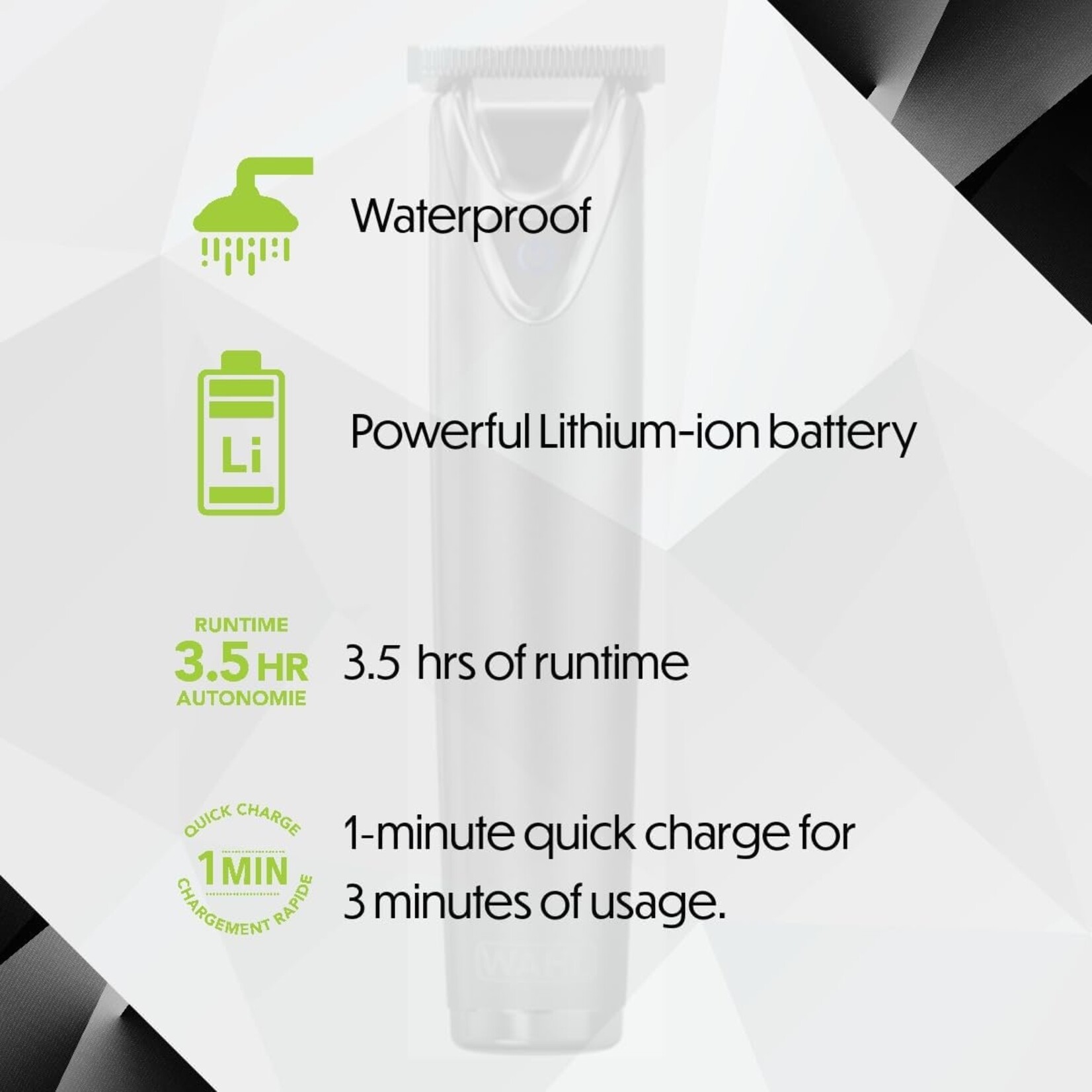 WAHL 3114 - TONDEUSE TOUT-EN-UN EN ACIER INOXYDABLE AU LITHIUM-ION WAHL