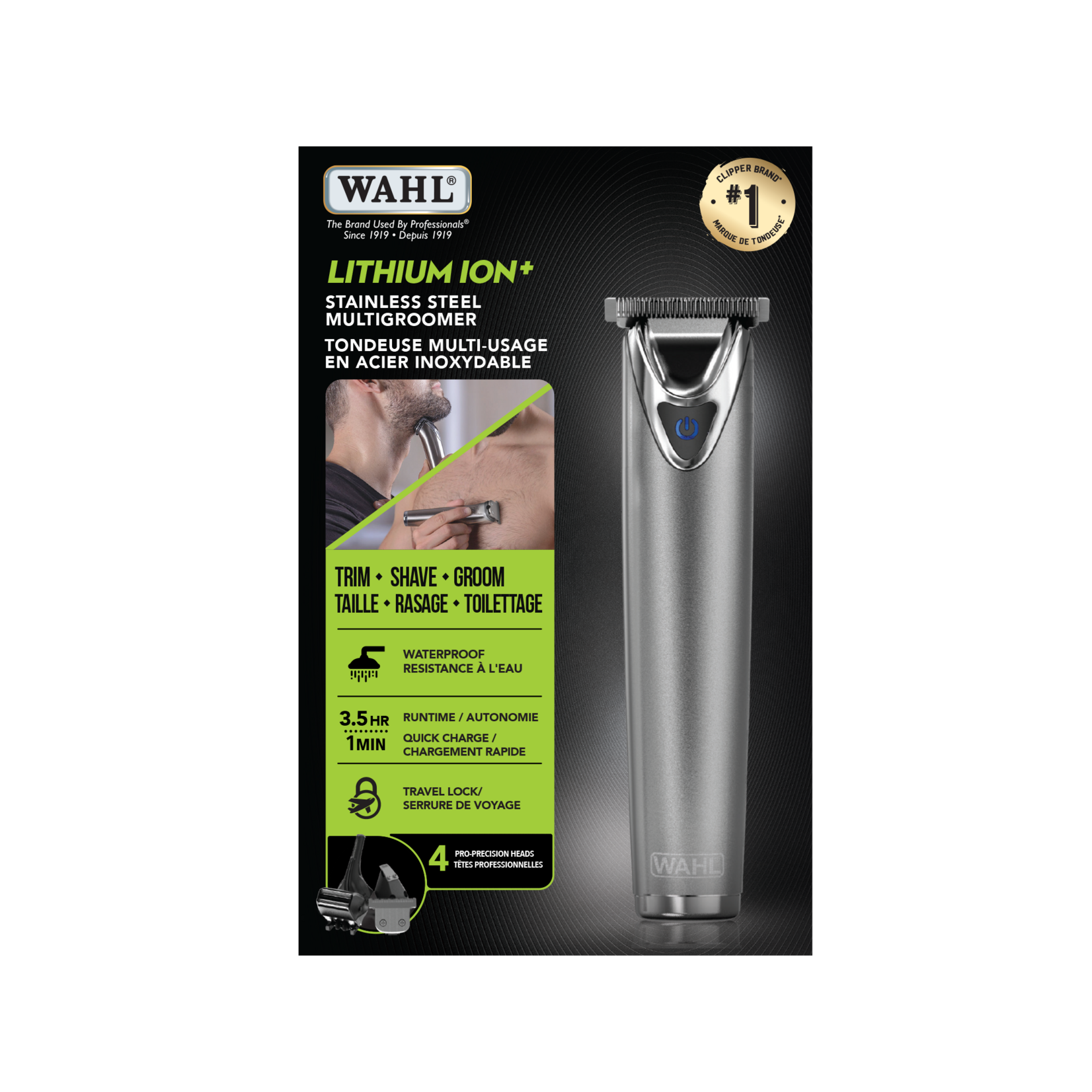 WAHL 3114 - TONDEUSE TOUT-EN-UN EN ACIER INOXYDABLE AU LITHIUM-ION WAHL