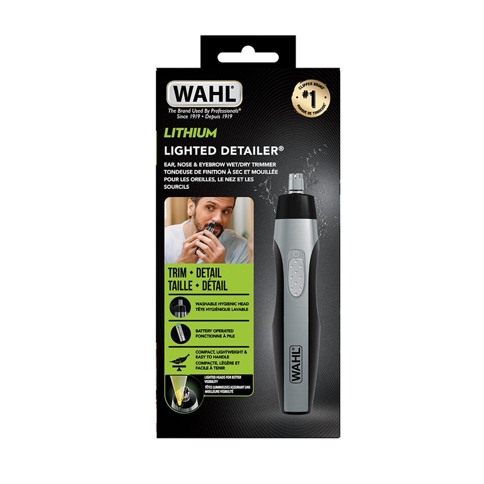 WAHL 5572 - TONDEUSE NEZ-OREILLE (3 EMBOUTS DE COUPE) A BATTERIE WAHL