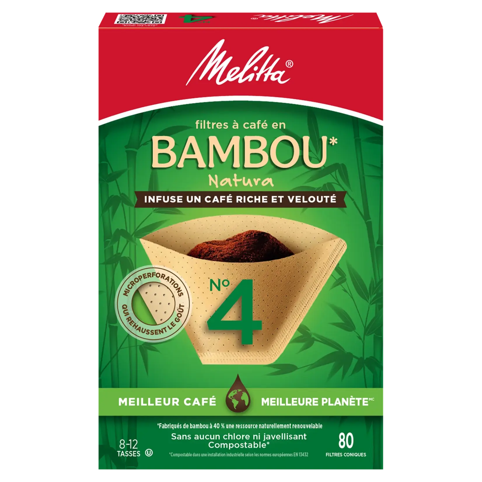 MELITTA 62500 - FILTRE CONIQUE EN BAMBOU NATUREL #4 (80 FILTRES) MELITTA