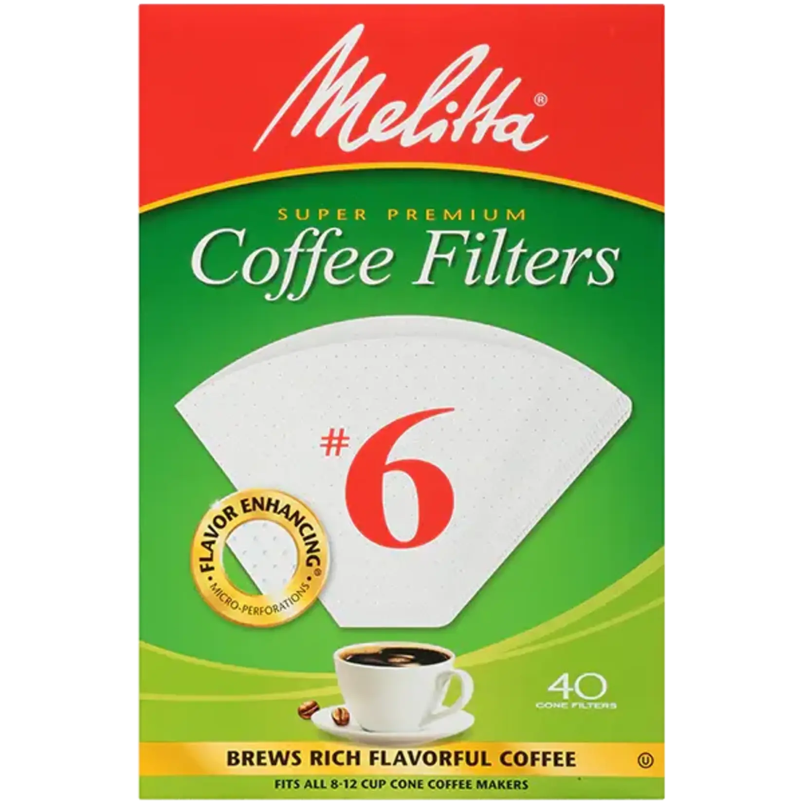 MELITTA 62640 - FILTRE CONIQUE EN PAPIER BLANC #6 (40 FILTRES) MELITTA
