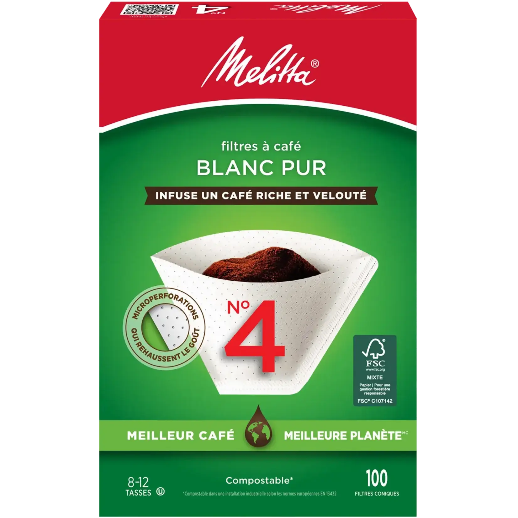 MELITTA 62410 - FILTRE CONIQUE EN PAPIER BLANC PURE #4 (100 FILTRES) MELITTA