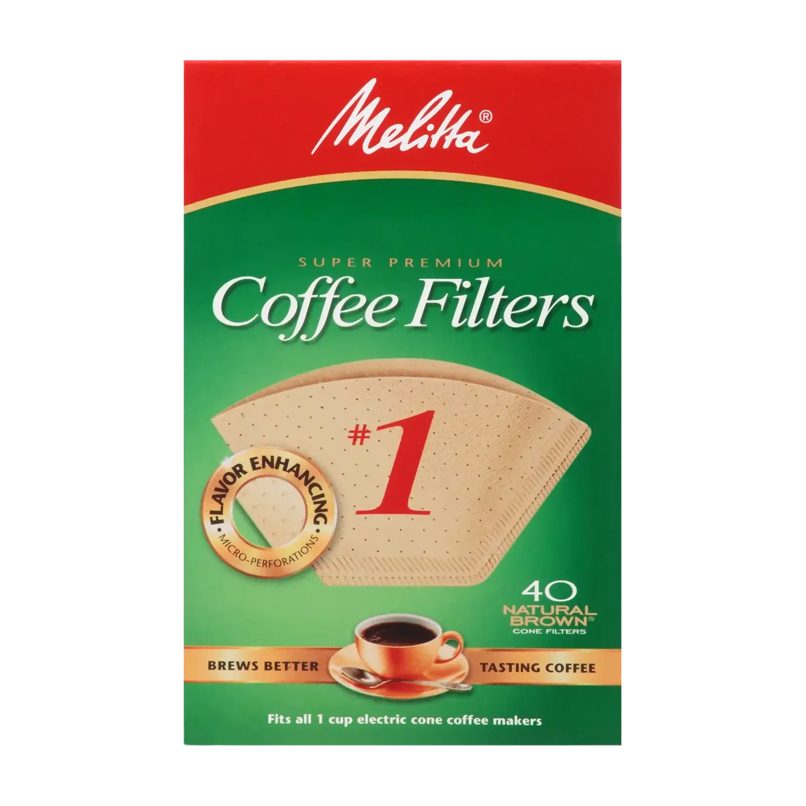 MELITTA 62012 - FILTRE CONIQUE EN PAPIER BRUN NATUREL #1 (40 FILTRES) MELITTA