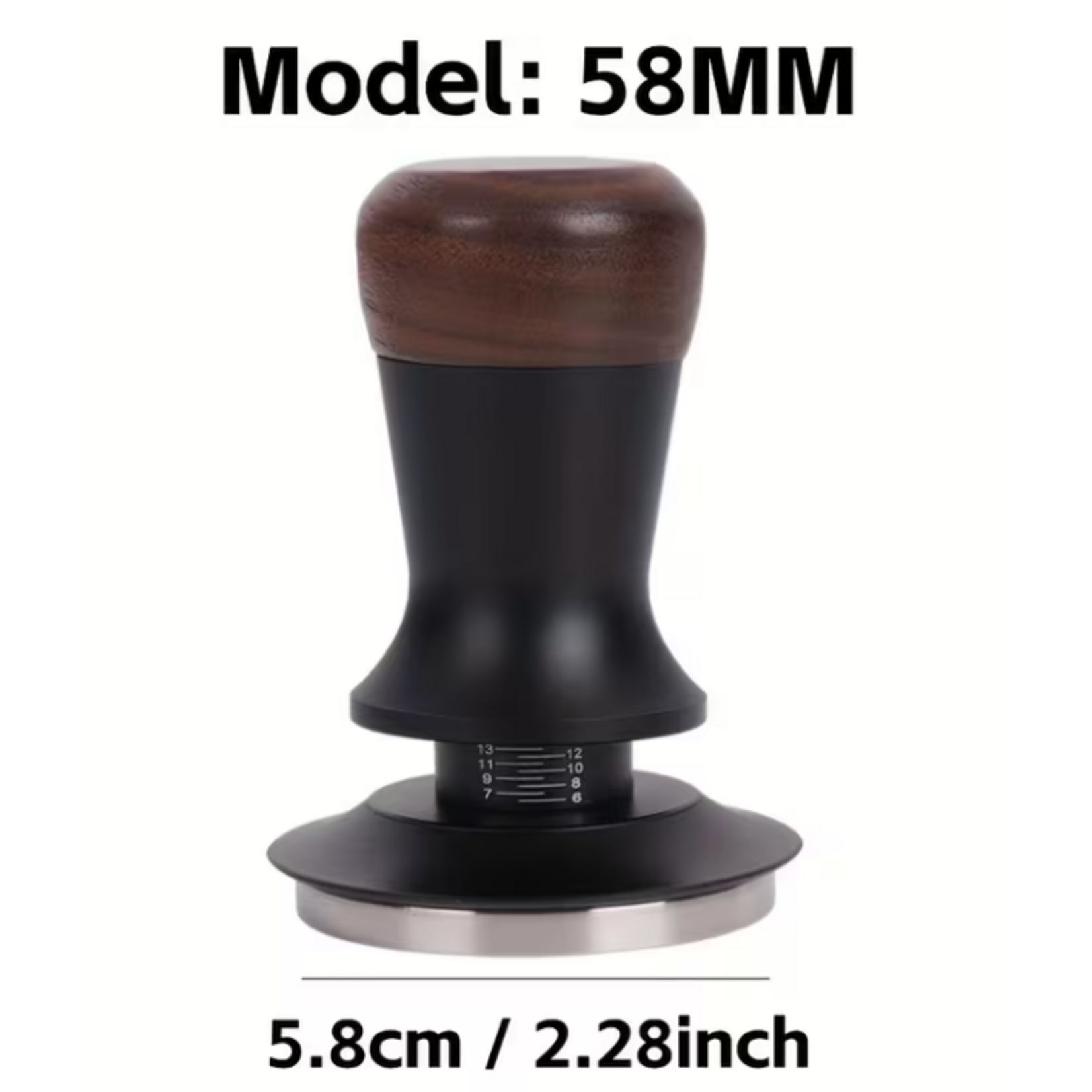 PC58WB - PRESSE-CAFE A RESSORT 58mm BOIS ET NOIR