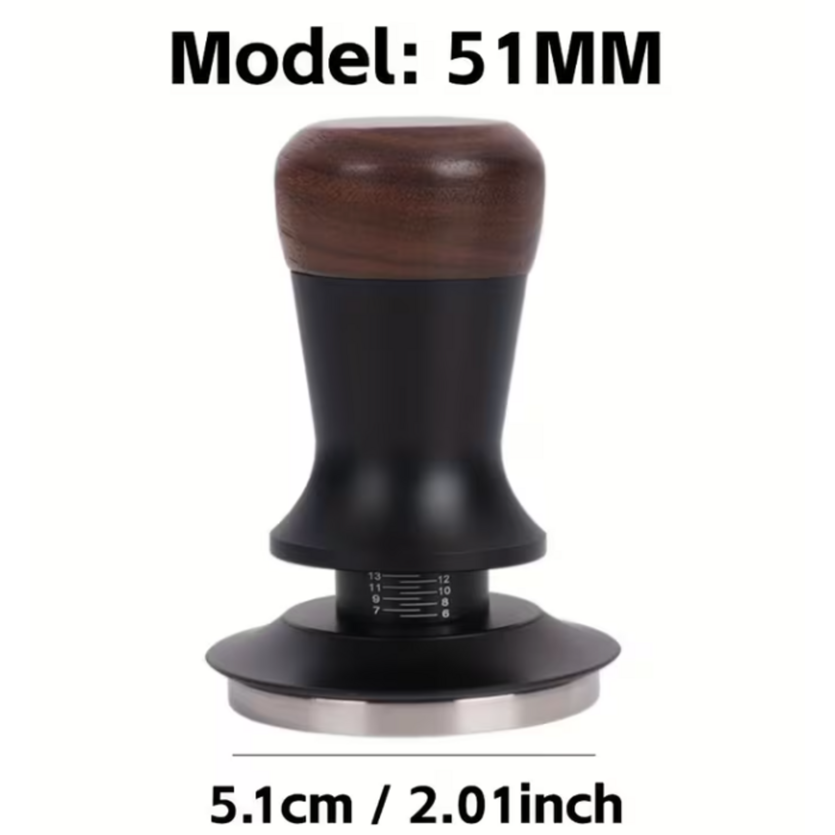 PC51WB - PRESSE-CAFE A RESSORT 51mm BOIS ET NOIR