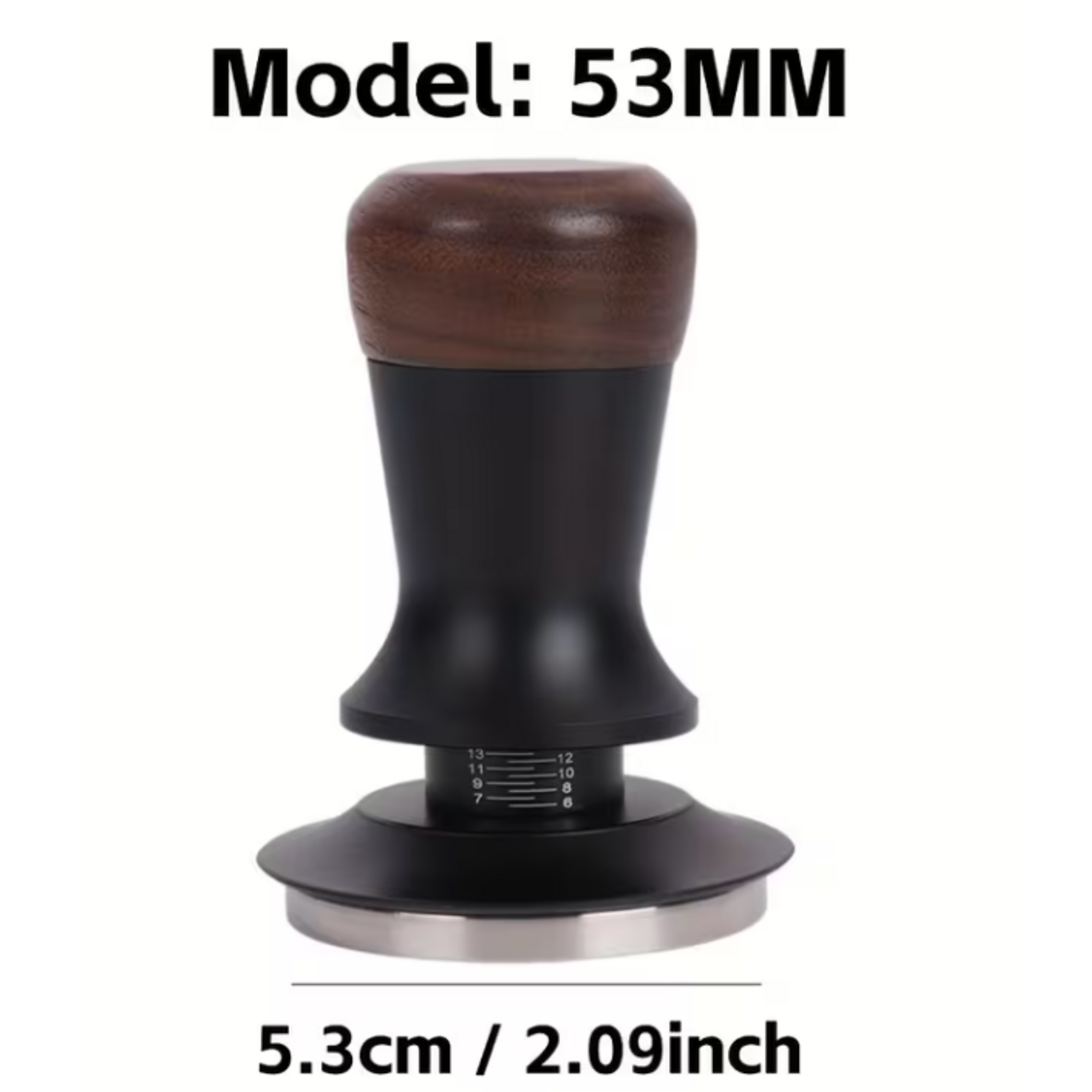 PC53WB - PRESSE-CAFE A RESSORT 53mm BOIS ET NOIR