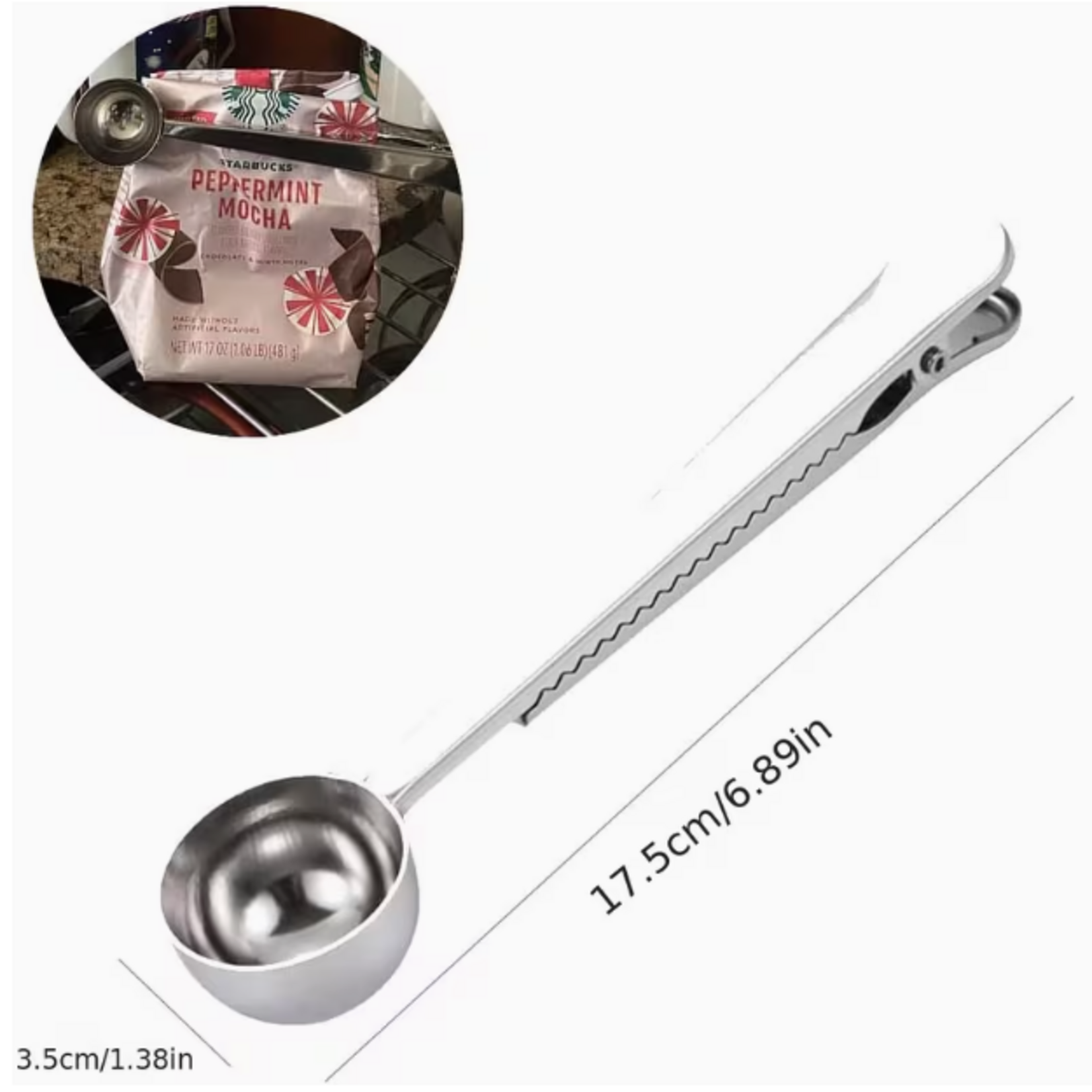 TPSCLIPS - CUILLERE A CAFE AVEC PINCE ACIER INOXYDABLE