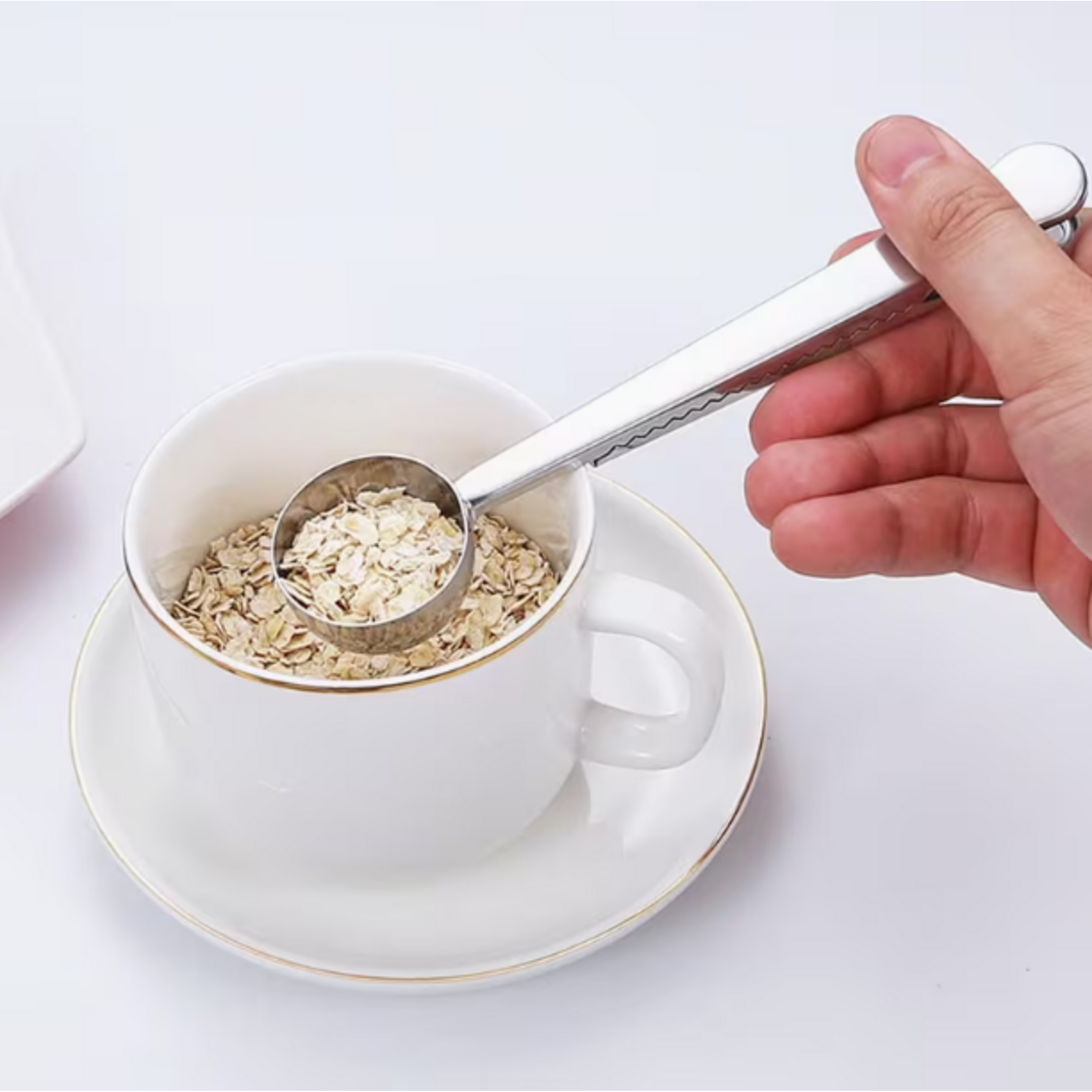 TPSCLIPS - CUILLERE A CAFE AVEC PINCE ACIER INOXYDABLE