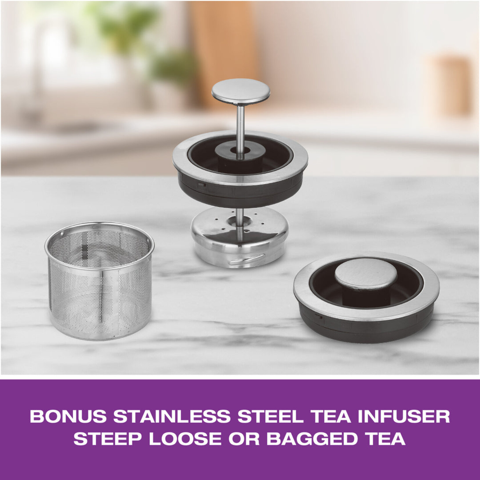 SALTON GK1758 - BOUILLOIRE EN VERRE 1.7L TEMP. AJUSTABLE PANIER A THE SALTON