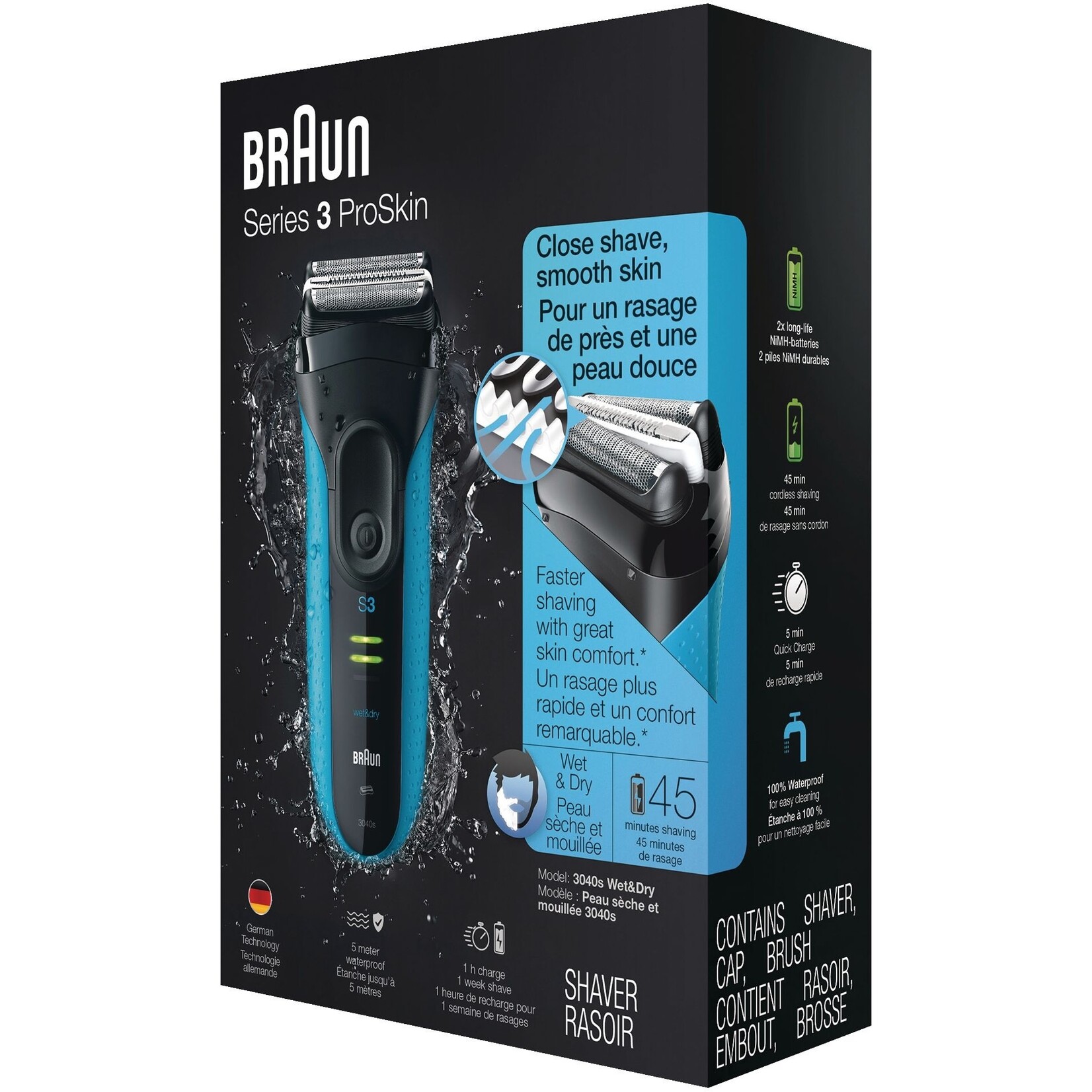 BRAUN 3040S - BRAUN RASOIR SERIE 3 BLEU