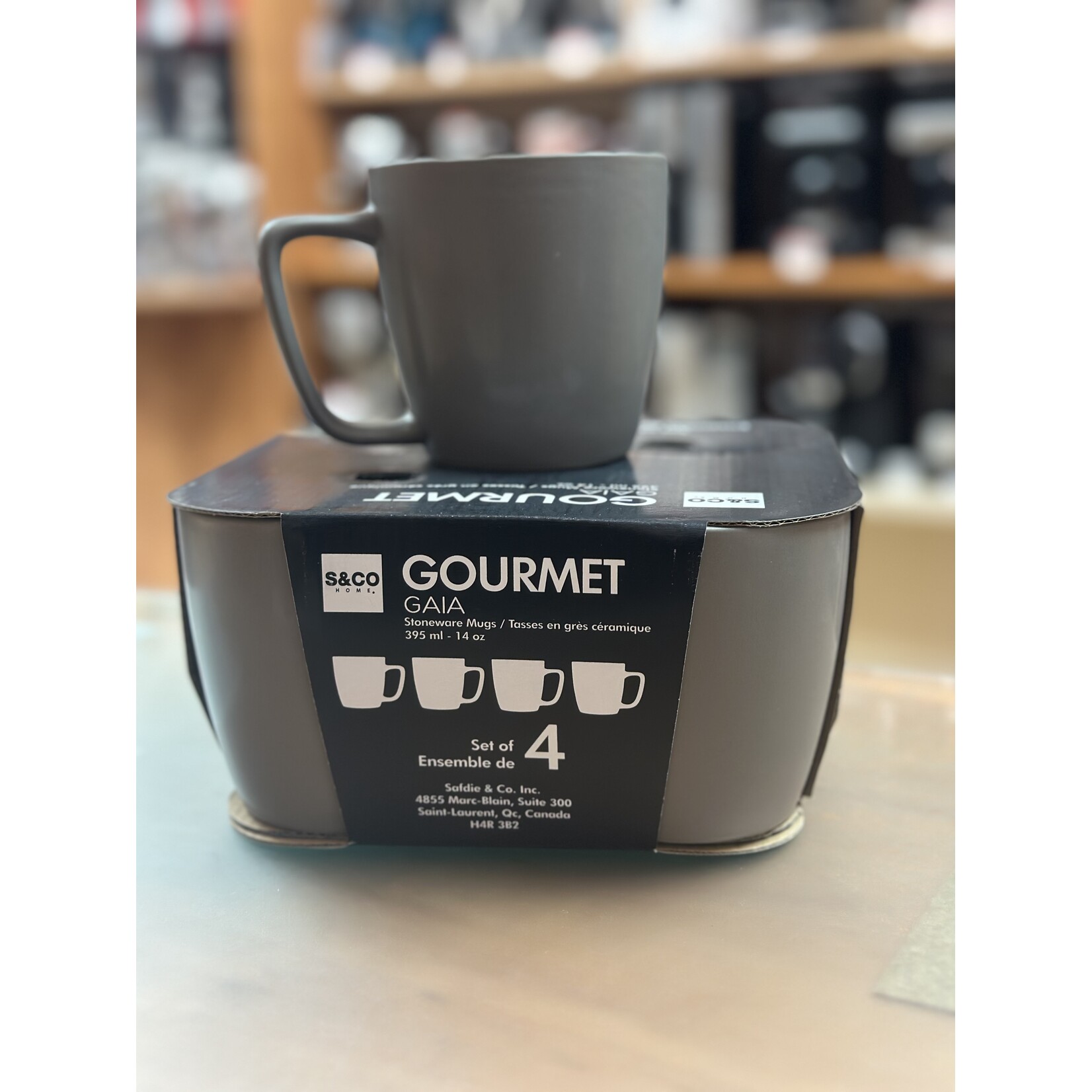 GAIA STONEWARE HK05457 - ENSEMBLE DE 4 TASSES GRISES 395ml GAIA STONEWARE