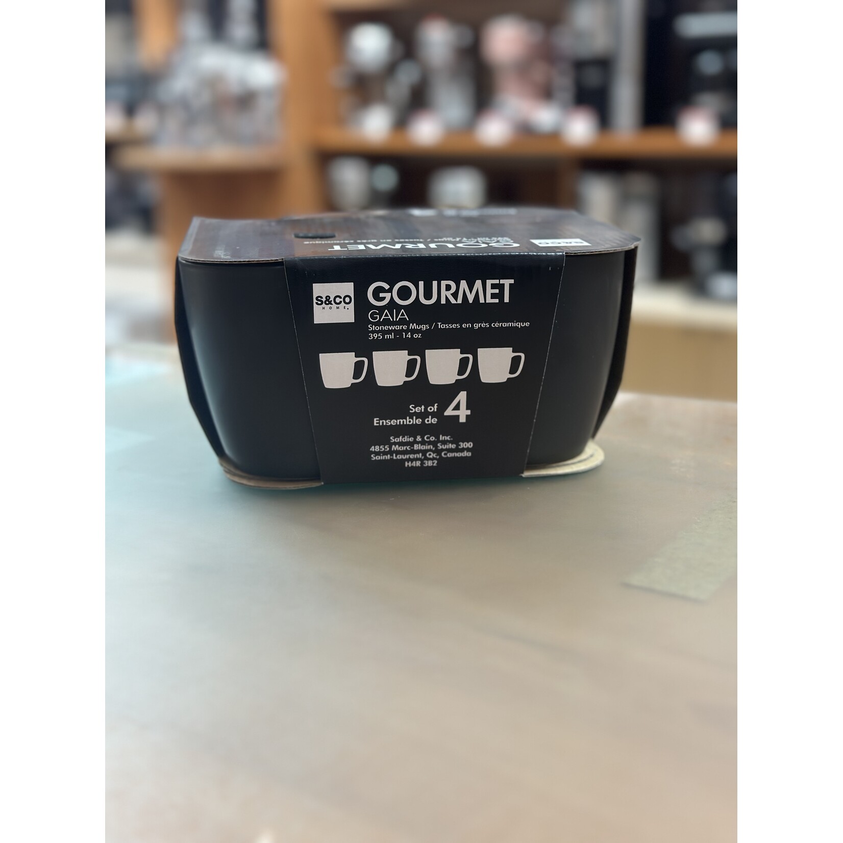 GAIA STONEWARE HK05461 - ENSEMBLE DE 4 TASSES NOIRES 395ml GAIA STONEWARE