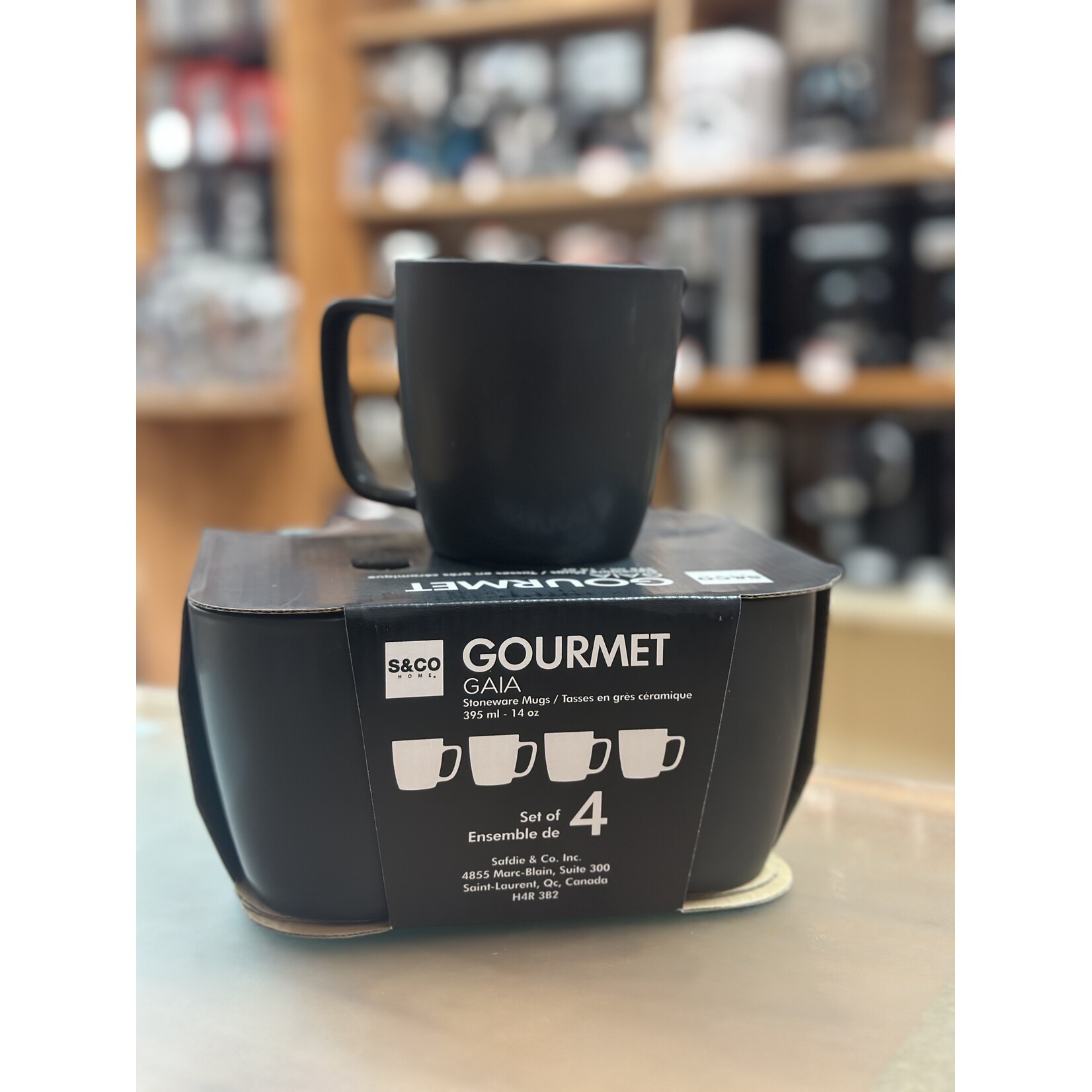 GAIA STONEWARE HK05461 - ENSEMBLE DE 4 TASSES NOIRES 395ml GAIA STONEWARE